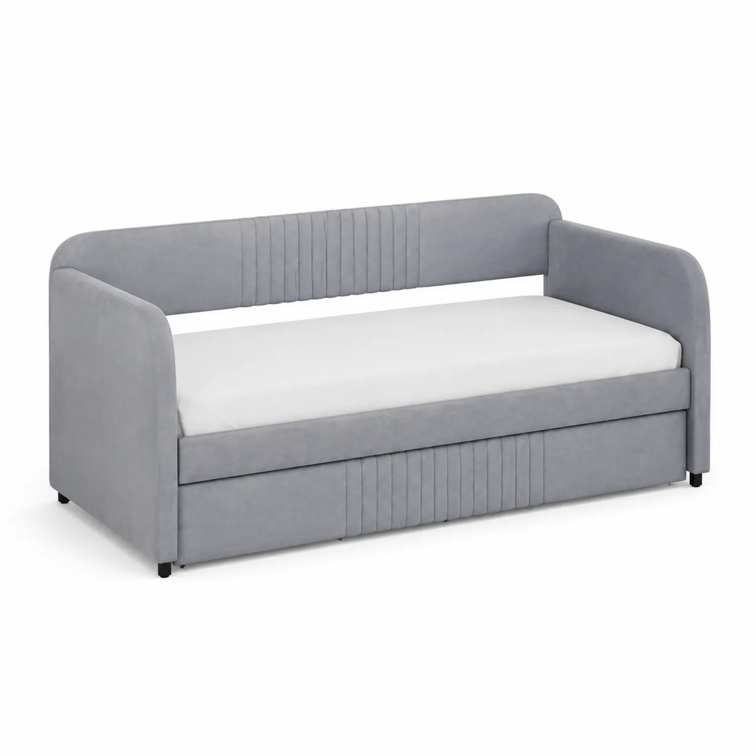 Divano Letto Singolo in Microfibra Grigio-Velwooda