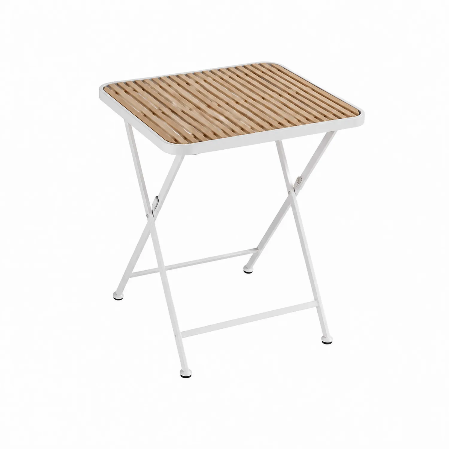 Tavolo pieghevole in acciaio e bambù 60x60x70 cm-Velwooda