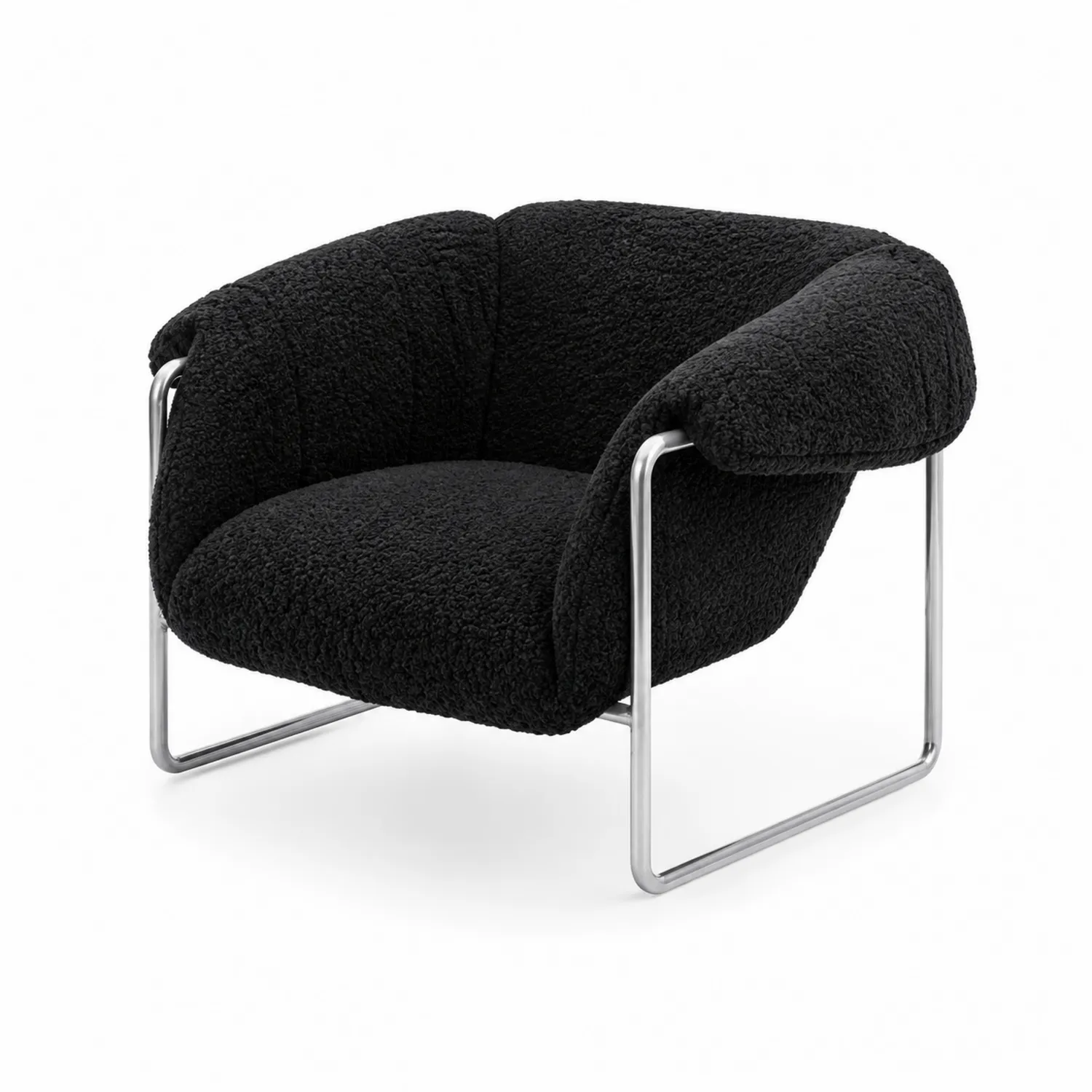 Poltrona in Metallo e Tessuto Sherpa Nera-Velwooda