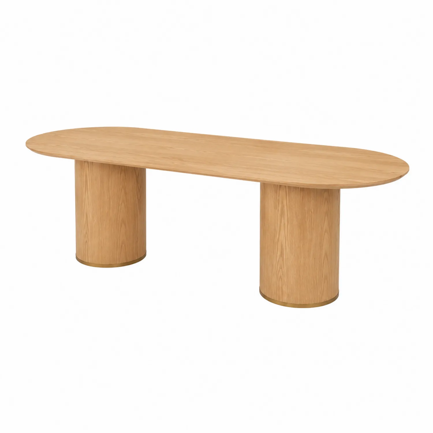 Tavolo da pranzo ovale in legno massello di rovere chiaro 200x90 cm-Velwooda