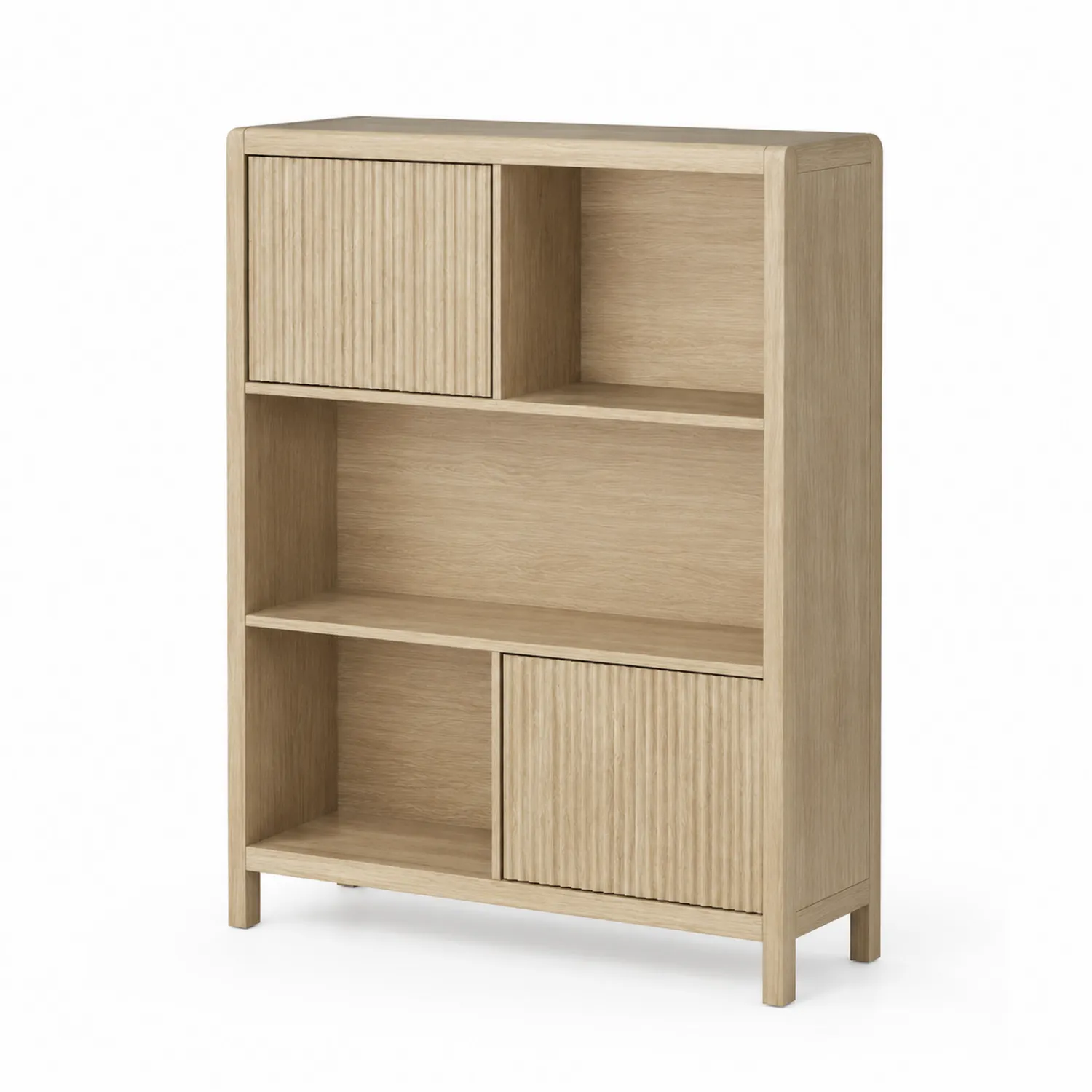Libreria in legno di quercia con ante scorrevoli-Velwooda