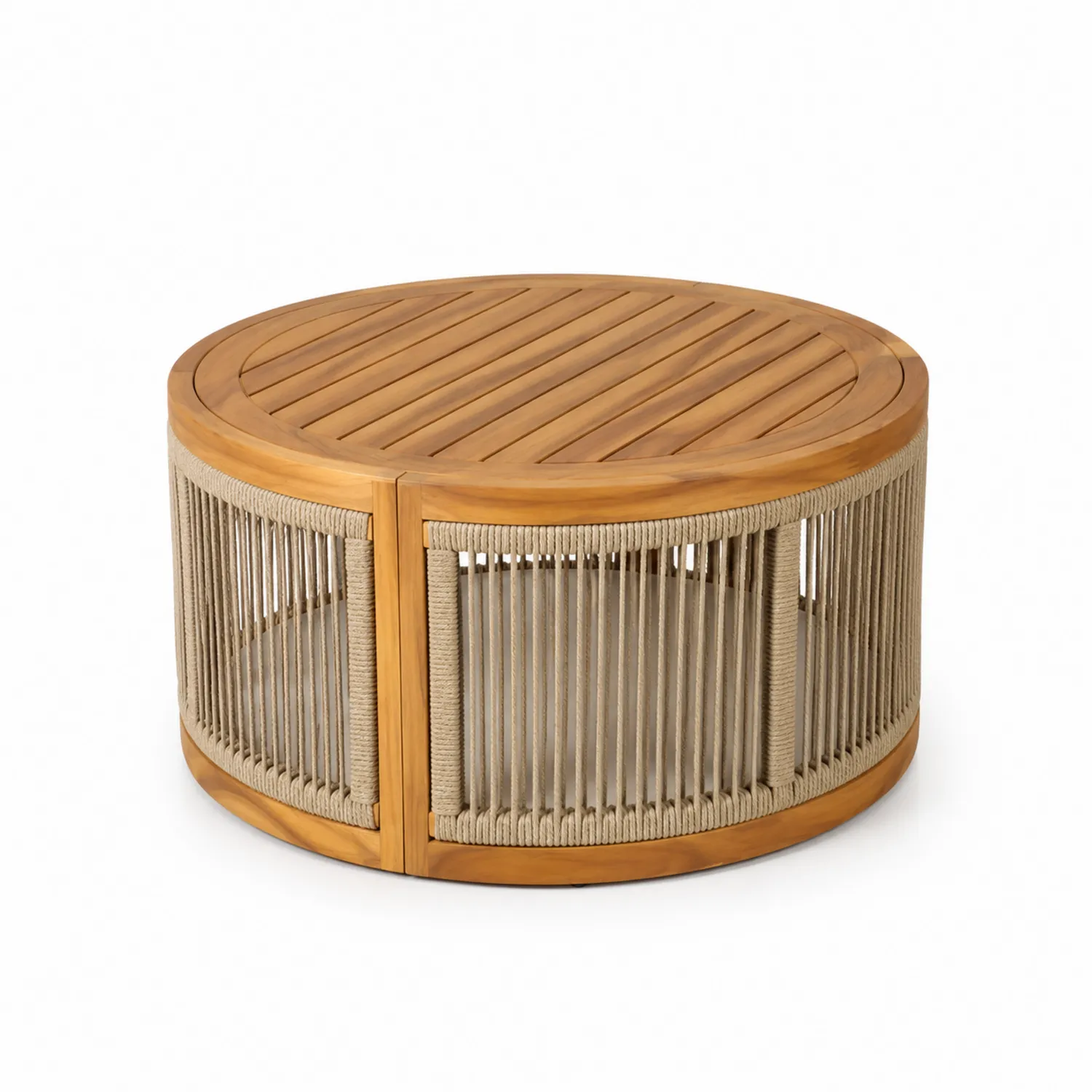Tavolo rotondo in legno e corda 80 cm-Velwooda