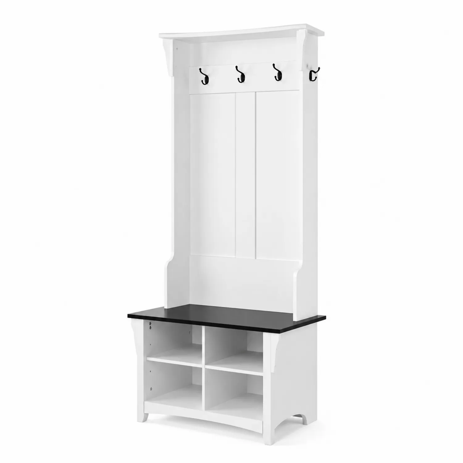Appendiabiti con Scarpiera in Legno Bianco e Nero-Velwooda