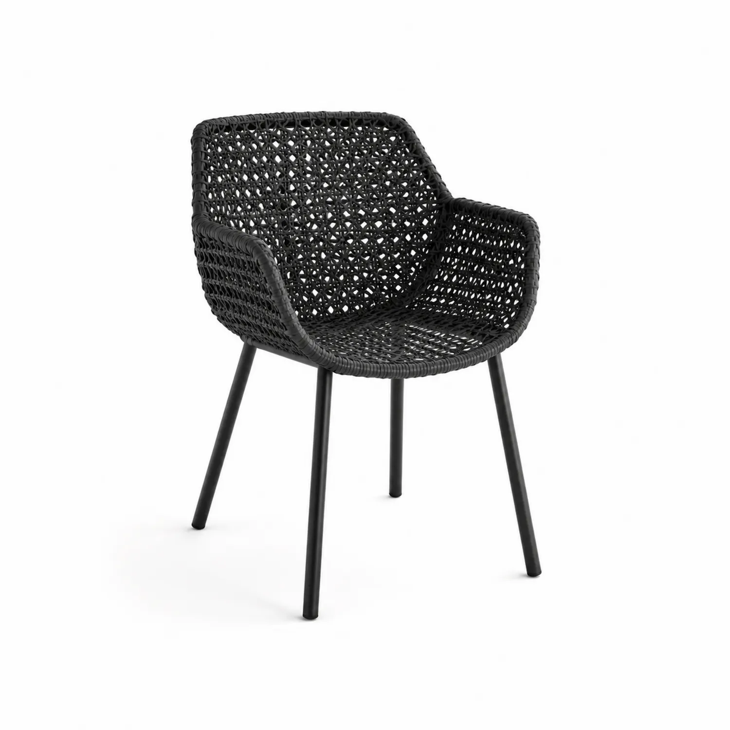 Sedia in rattan sintetico e metallo nera-Velwooda