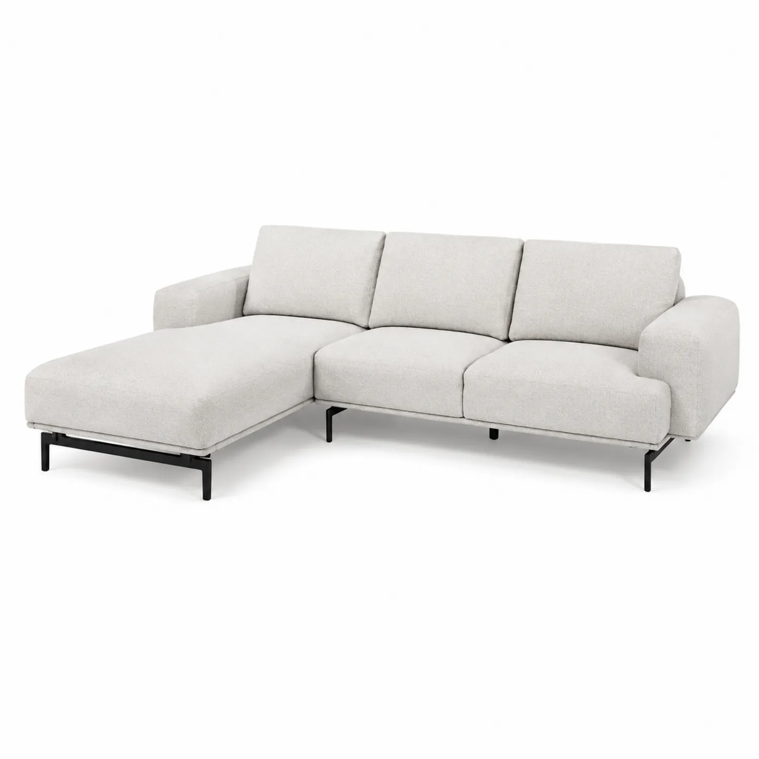Divano ad angolo in tessuto con struttura in metallo 270x160x85 cm-Velwooda
