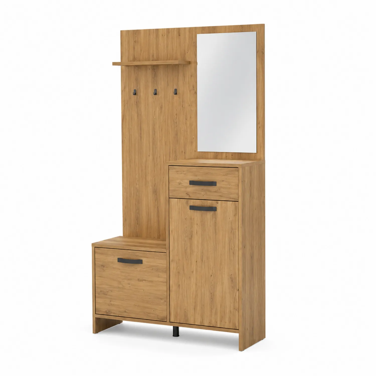 Guardaroba Ingresso in Legno con Specchio e Ganci-Velwooda