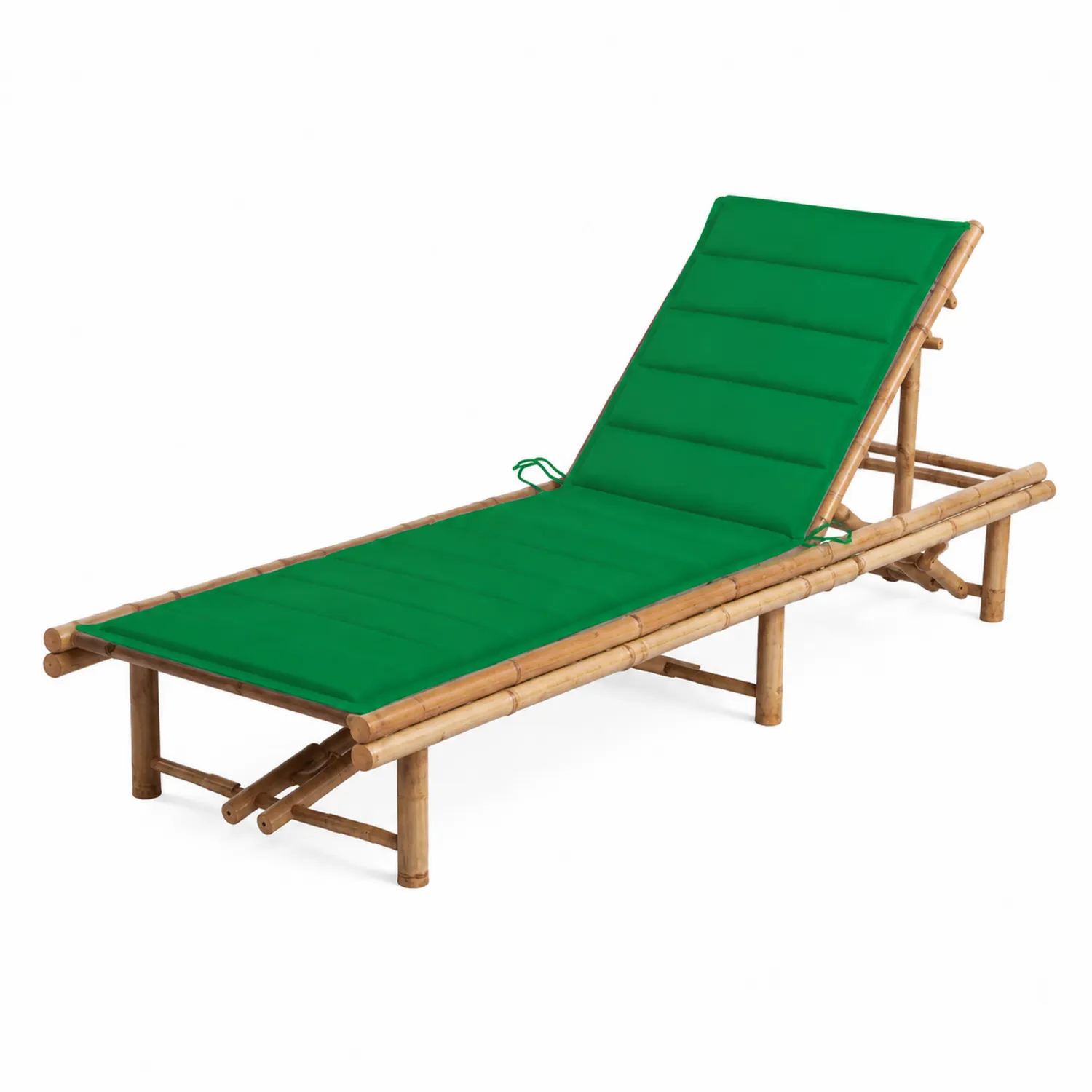 Lettino prendisole in bambù con cuscino verde-Velwooda