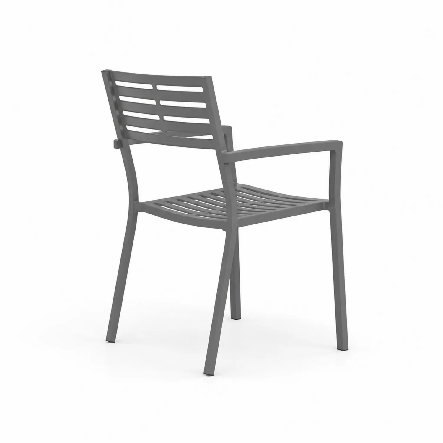 Sedia da esterno in polipropilene grigio con braccioli 55x54x83 cm-Velwooda