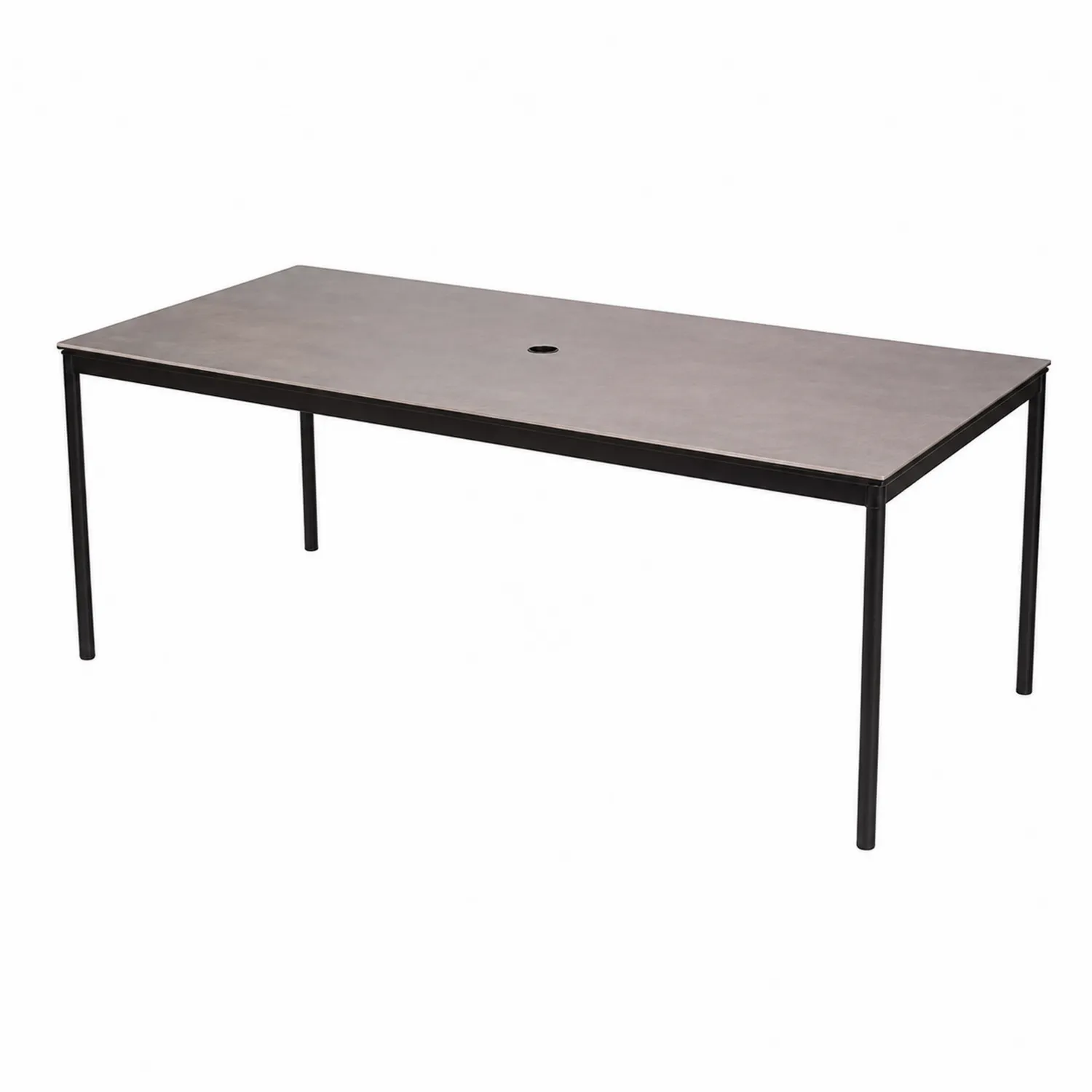 Tavolo da giardino rettangolare in metallo e ceramica grigio/nero 200x90x75 cm-Velwooda