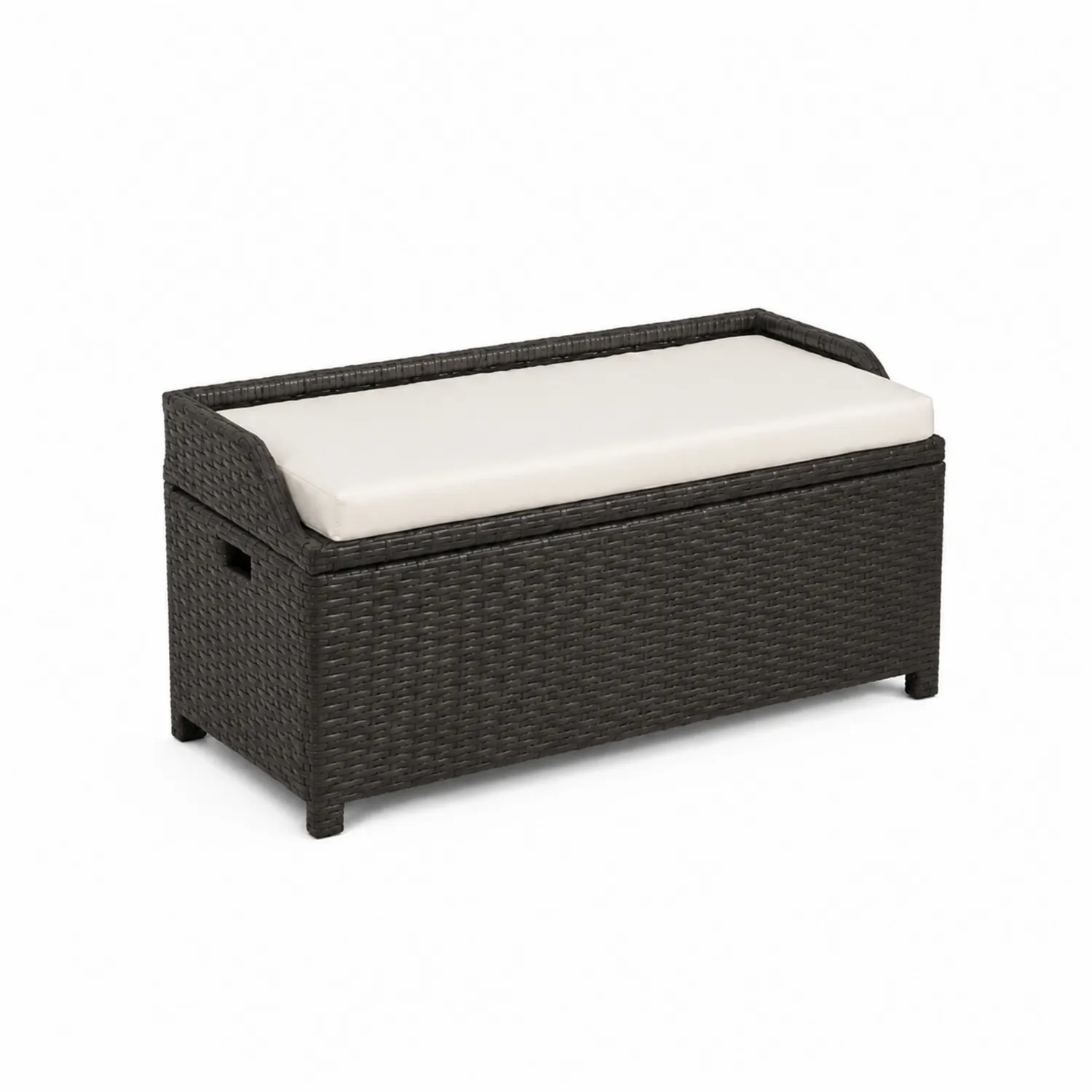 Panca in Rattan PE con Cuscino Crema-Velwooda