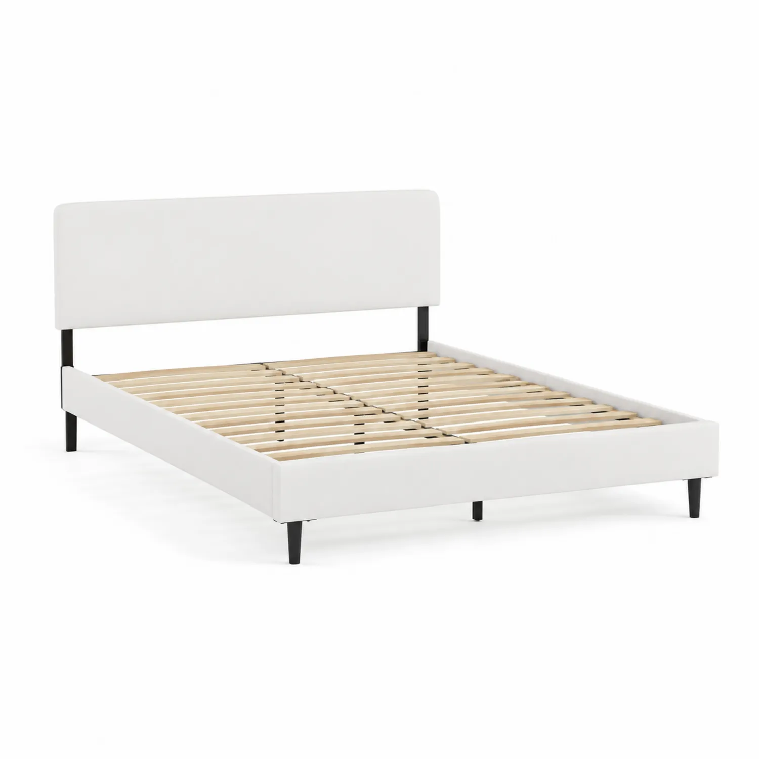 Letto con Struttura in Metallo e Rivestimento in Ecopelle Bianco-Velwooda