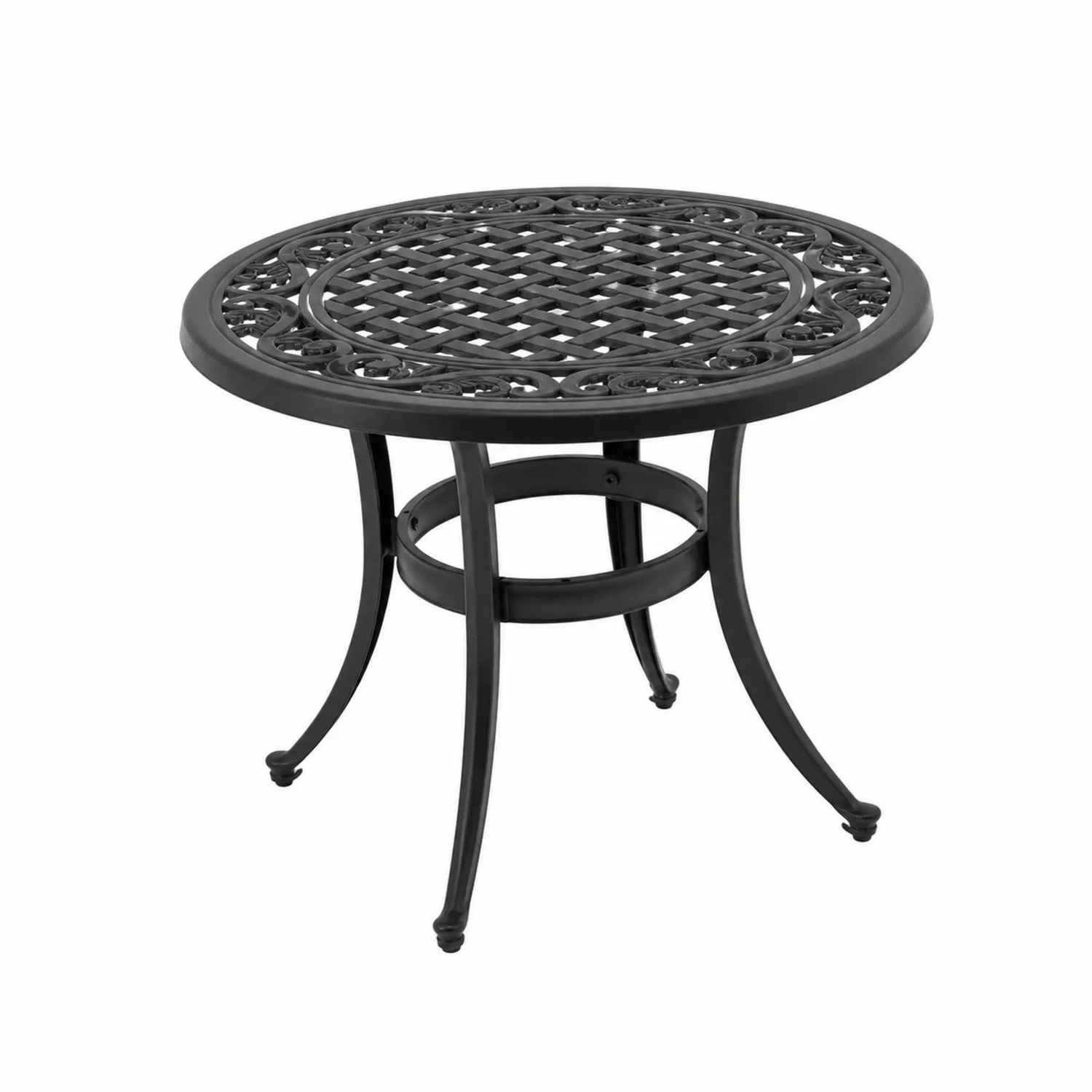 Tavolo Rotondo in Alluminio Verniciato Nero Ø 90 cm-Velwooda