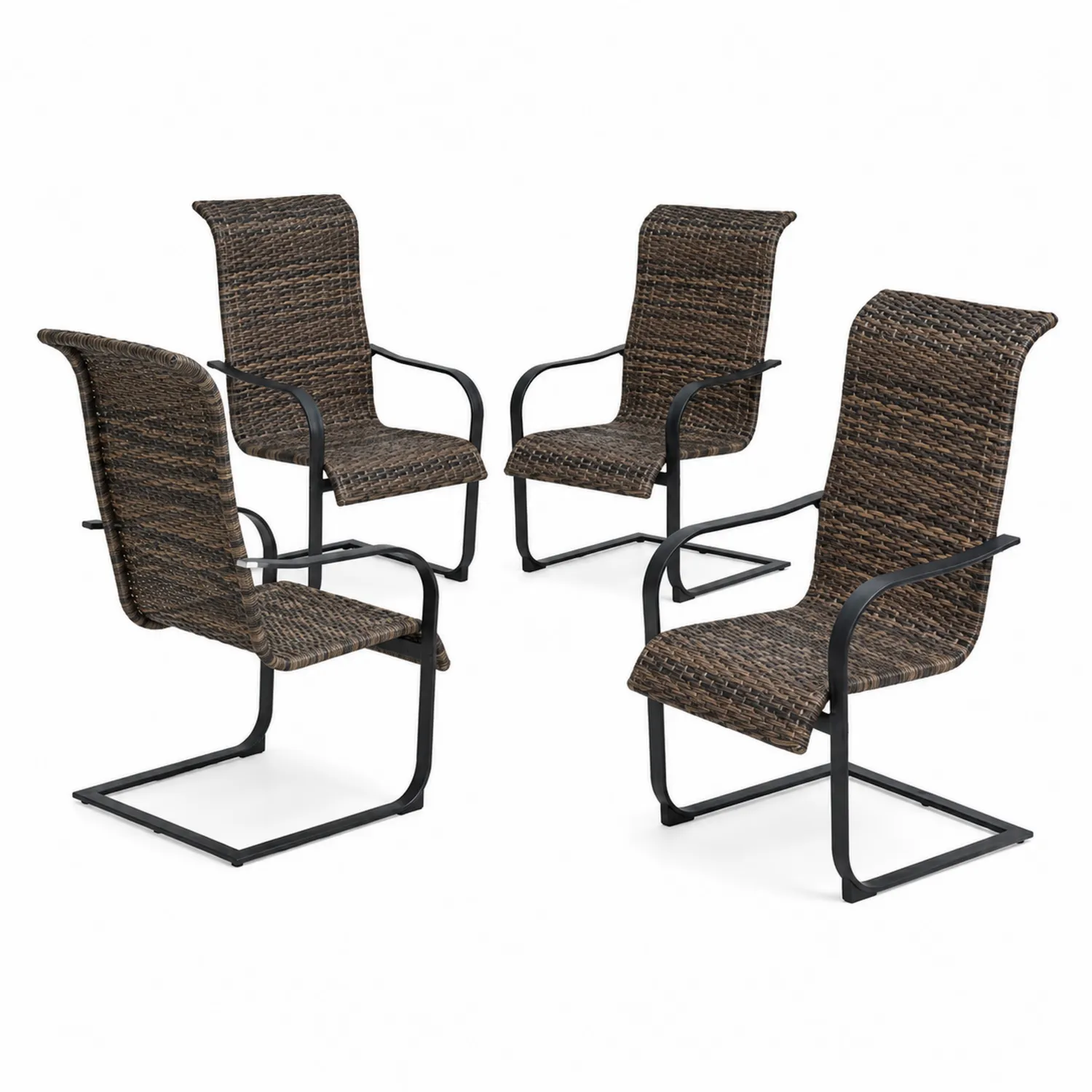Set di 4 sedie in rattan con struttura in metallo-Velwooda