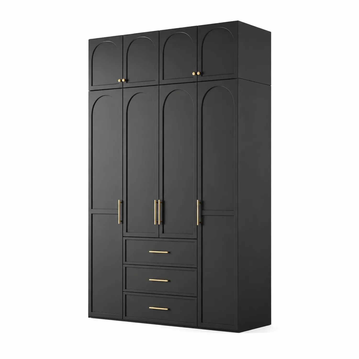 Armadio in legno nero con maniglie in metallo-Velwooda
