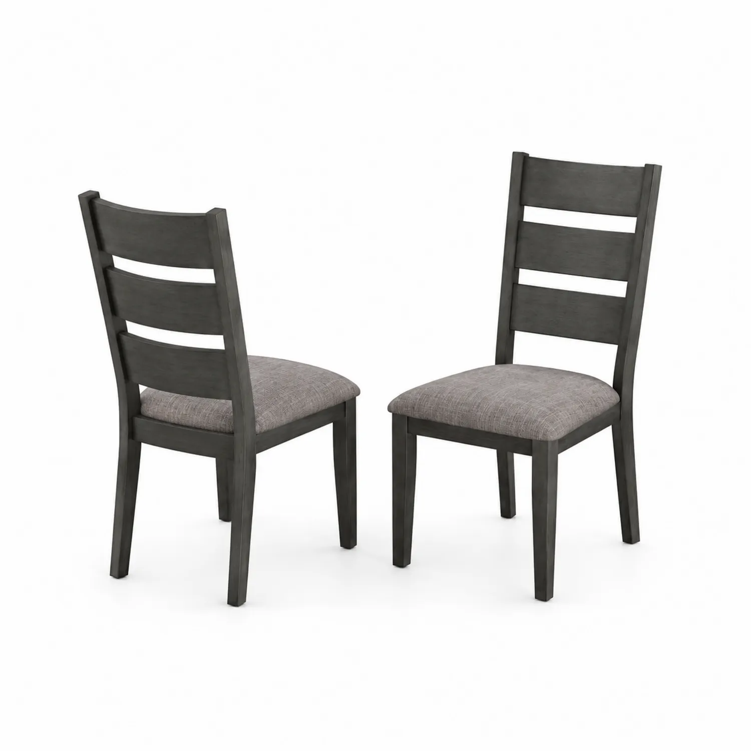 Set di 2 sedie da pranzo in legno grigio con seduta in tessuto-Velwooda