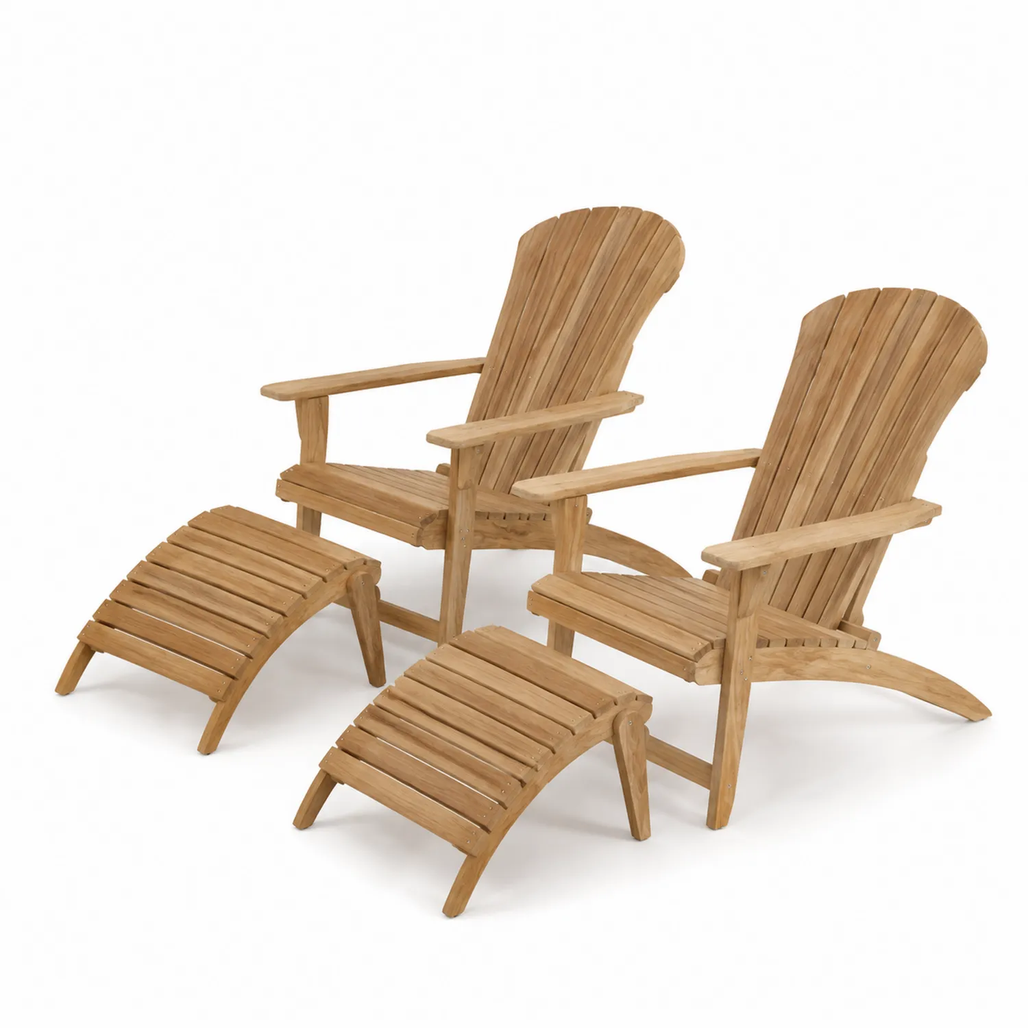 Set di 2 sedie a sdraio in teak con poggiapiedi-Velwooda