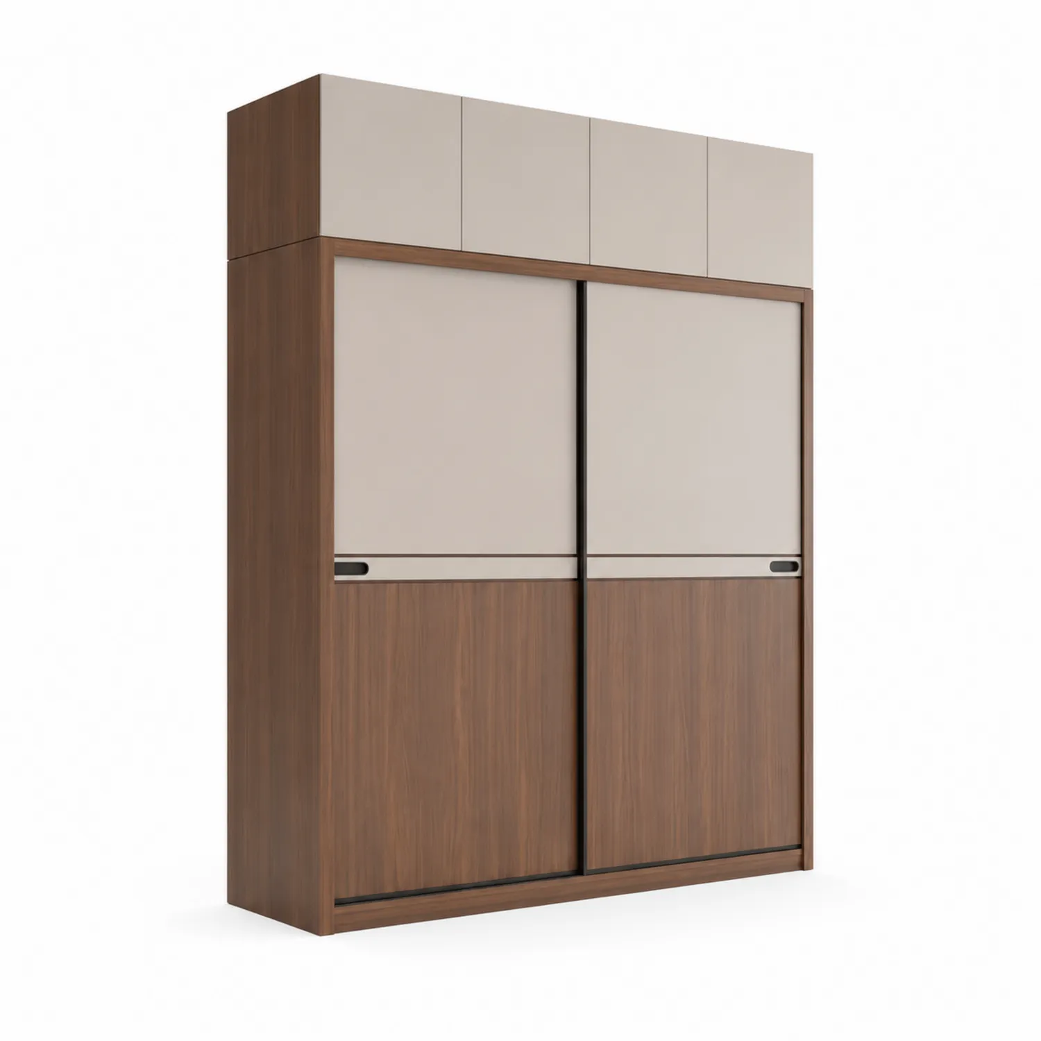 Armadio con ante scorrevoli in MDF e beige 220x240x60 cm-Velwooda