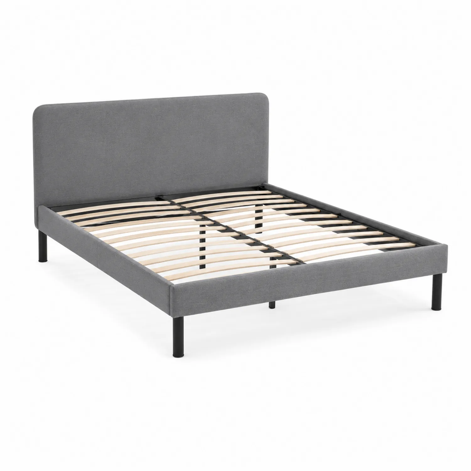 Letto matrimoniale in tessuto e legno di betulla 200x160 cm-Velwooda