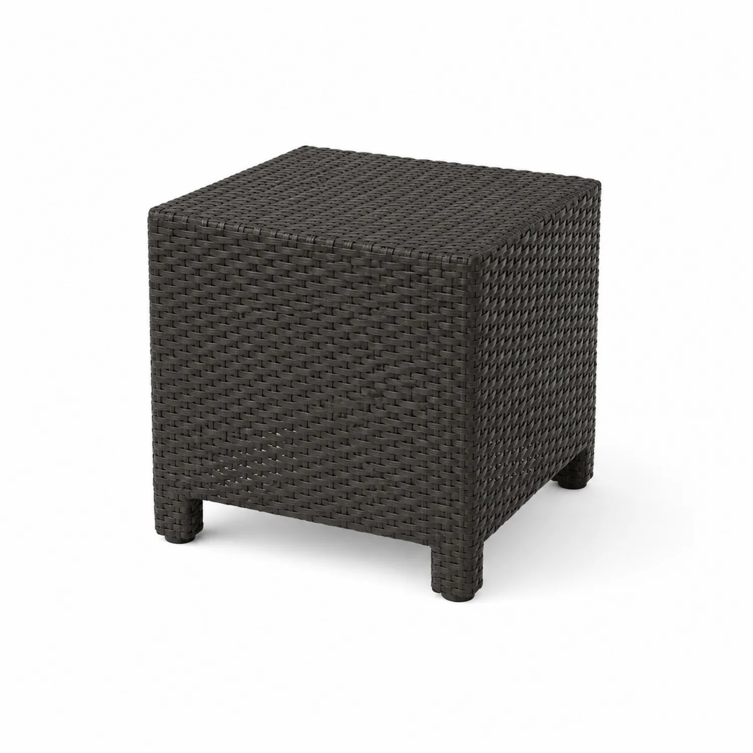 Tavolino Quadrato da Esterno in Rattan Sintetico e Metallo Marrone-Velwooda