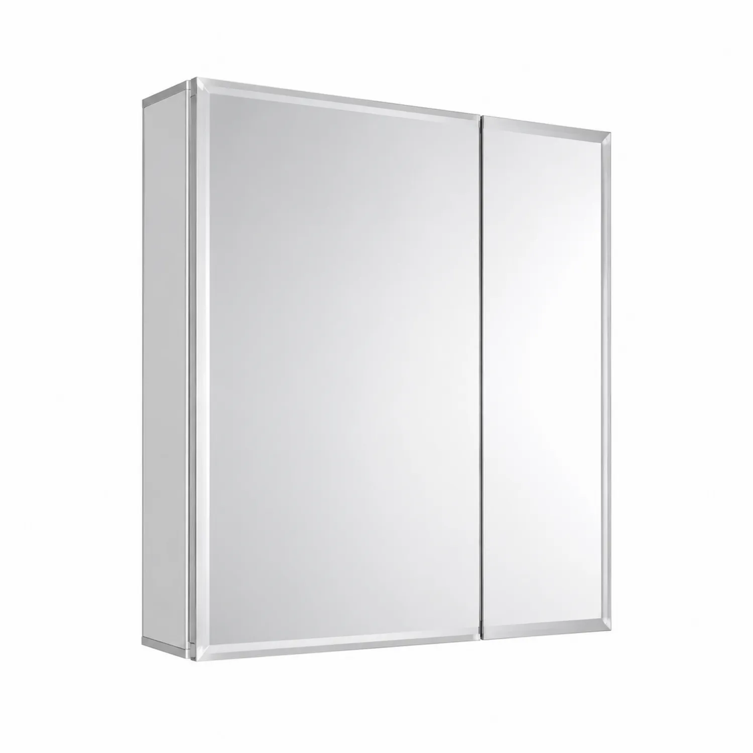 Armadio a Specchio da Bagno 2 Ante Alluminio Vetro Temperato-Velwooda