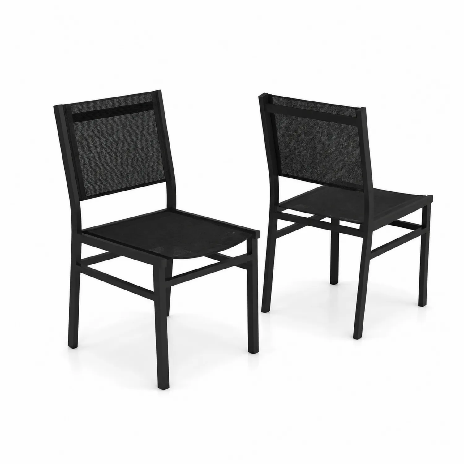 Set di 2 sedie da giardino in metallo e tessuto-Velwooda