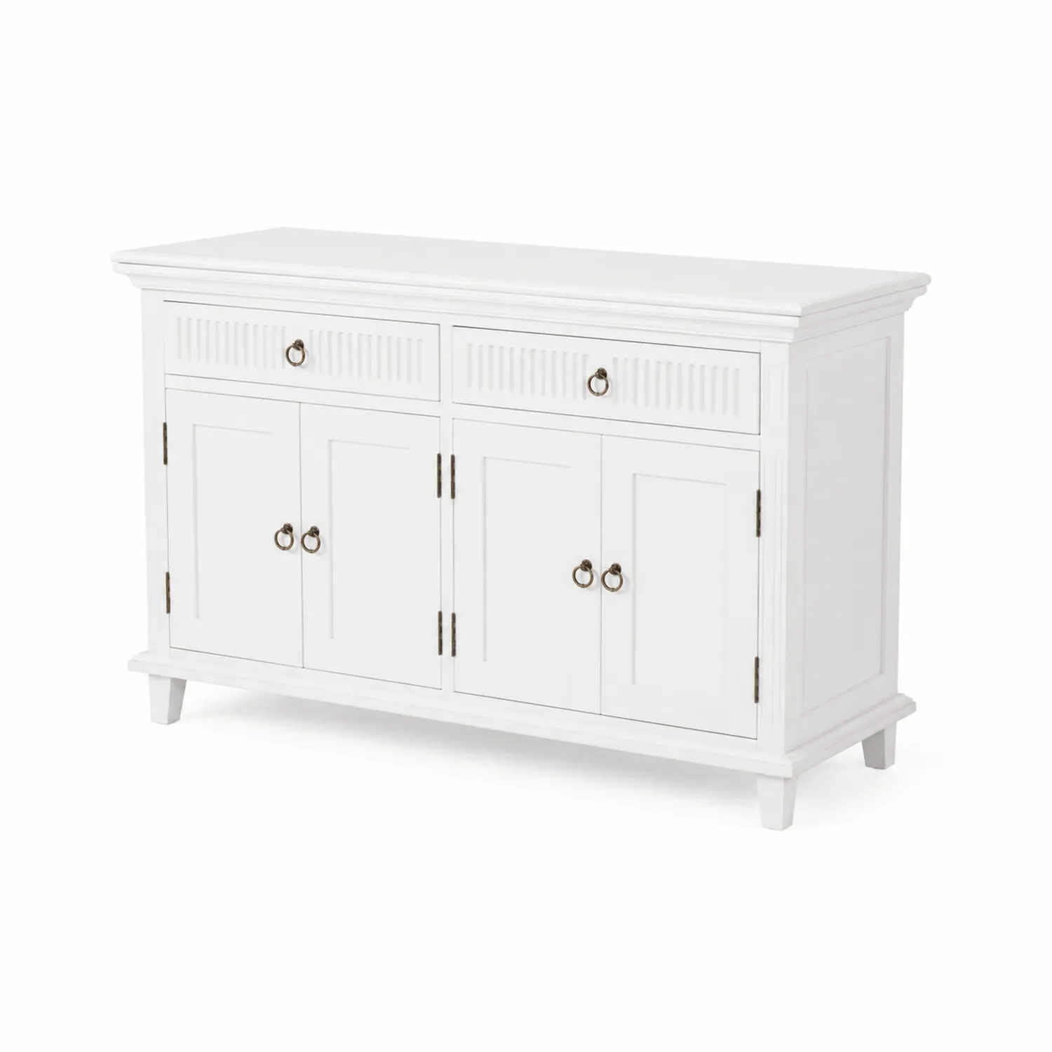 Credenza in legno con 4 porte e 2 cassetti bianca-Velwooda