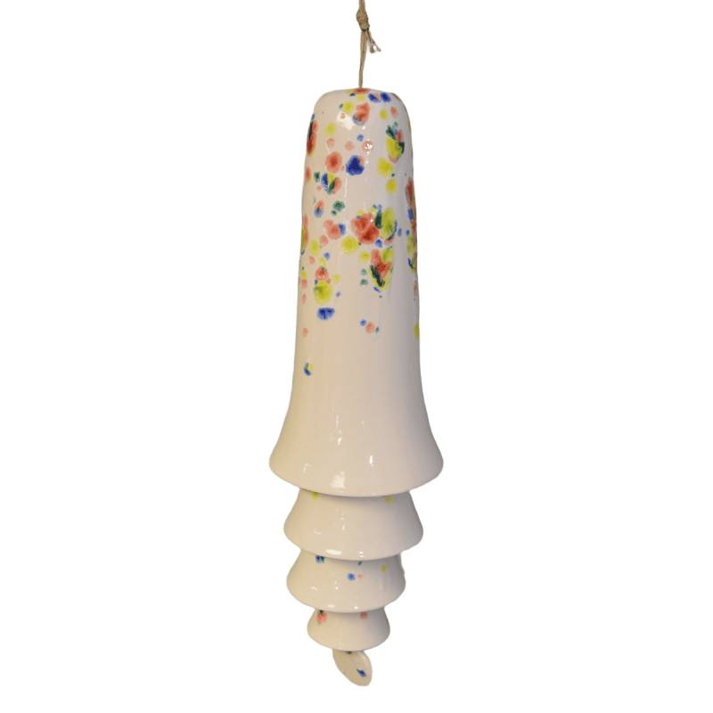 Ceramic Multicolor Speckled Glaze Wind Chime Layered Hanging Decor for Home Window Display