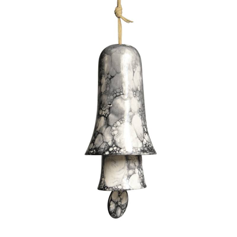 Ceramic Gray Marble Glaze Wind Chime Bell‑Shaped Hanging Decor for Home Wall Display
