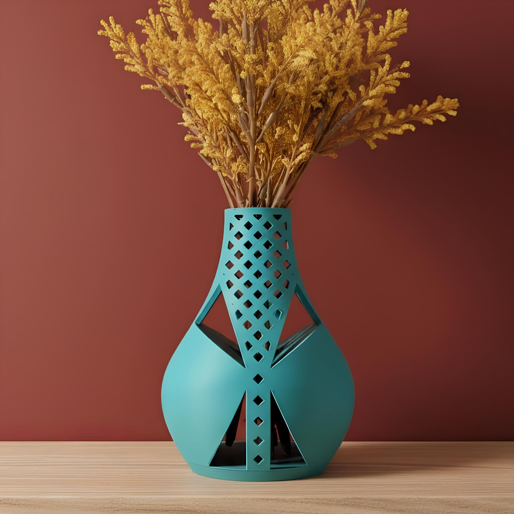 Hollow Turquoise Vase, Modern Home Decor