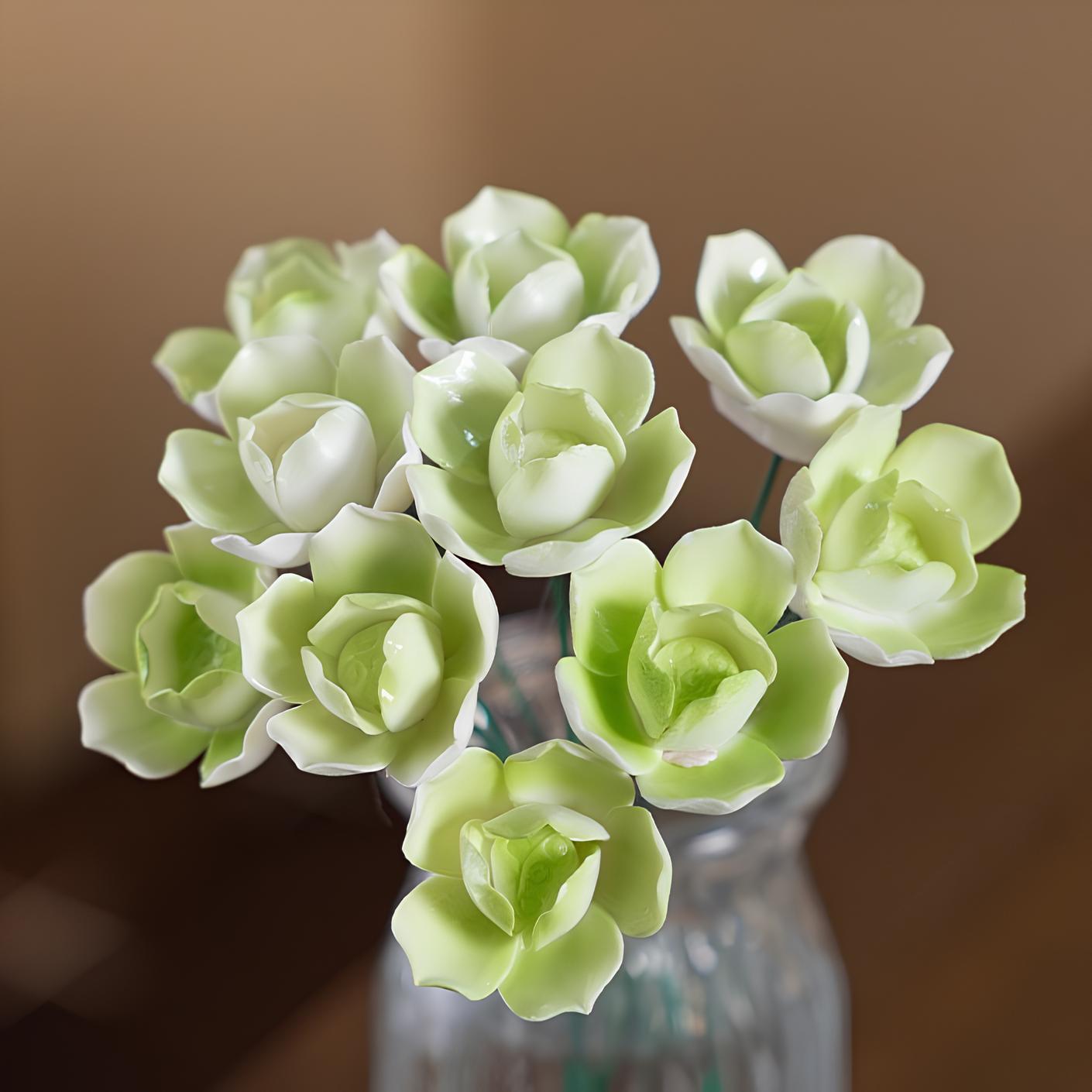 Ceramic Bouquet, Gradient Flowers, Home Tabletop Decor