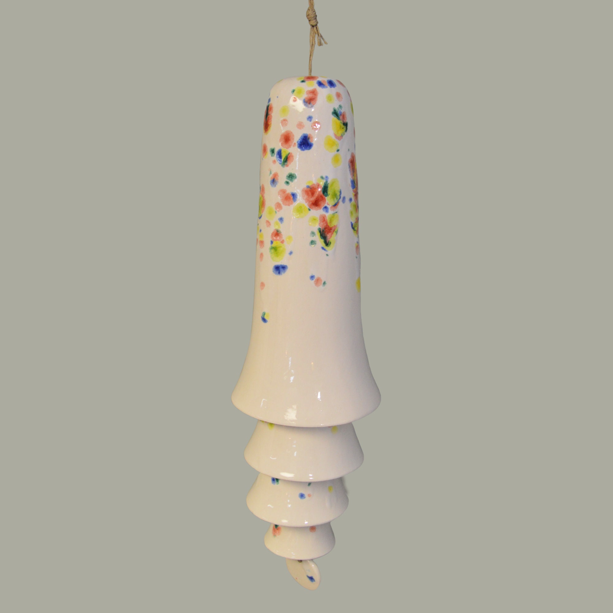 Ceramic Multicolor Speckled Glaze Wind Chime Layered Hanging Decor for Home Window Display