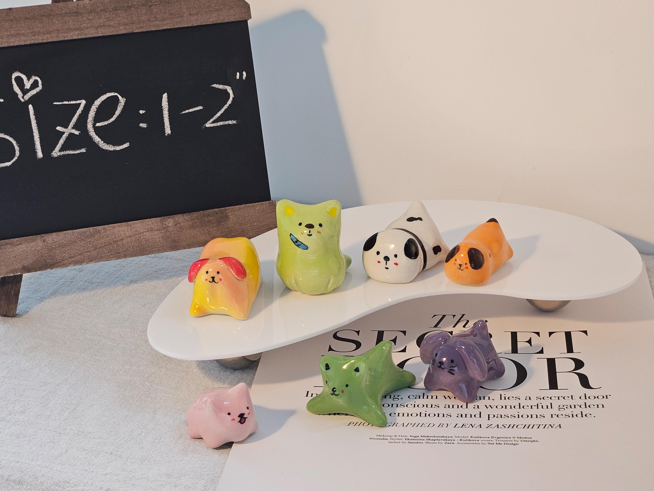 Ceramic Animal Figurines Mini Decorative Ornaments for Home Shelf Display
