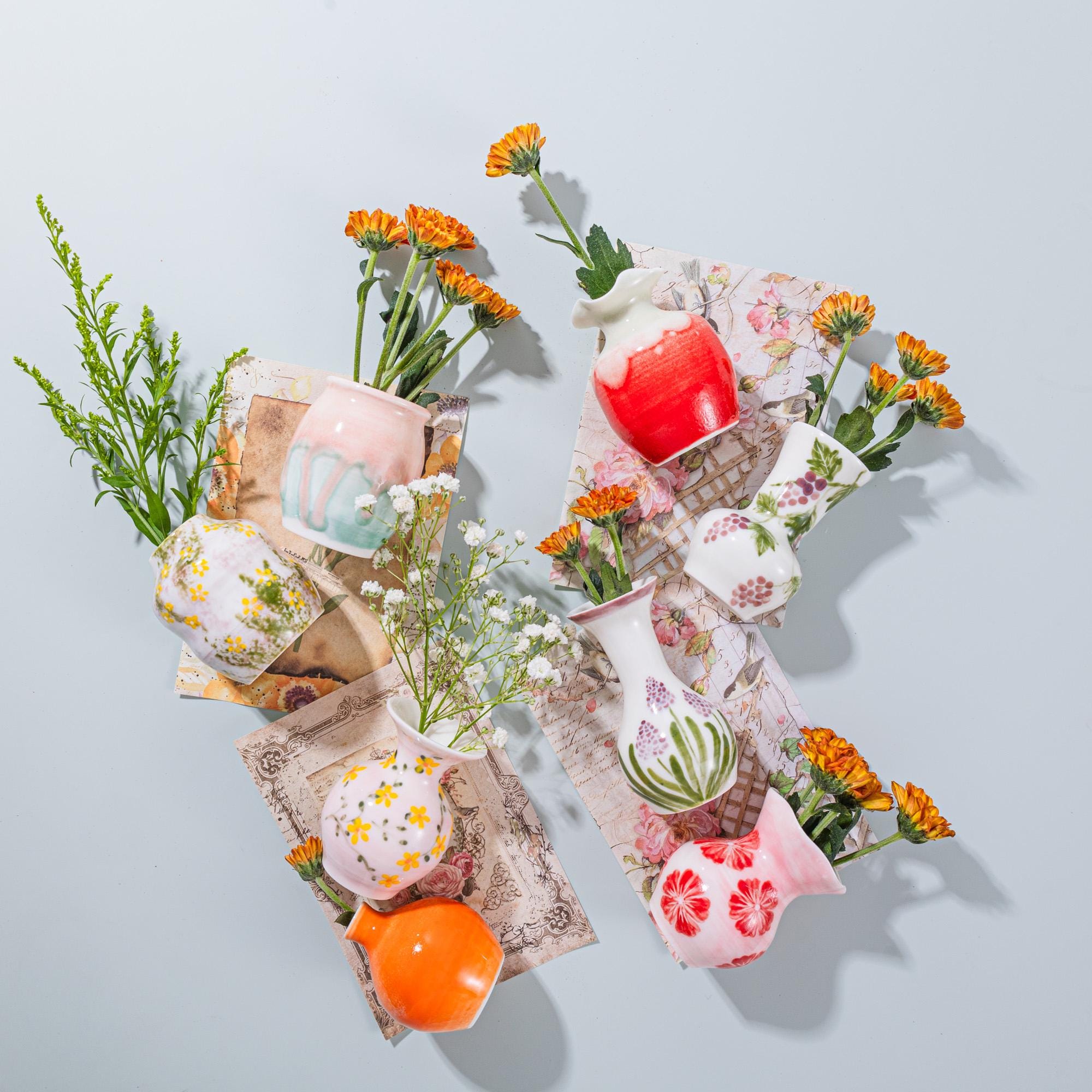 Mini Ceramic Vase‑Style Fridge Magnet in Assorted Artistic Designs