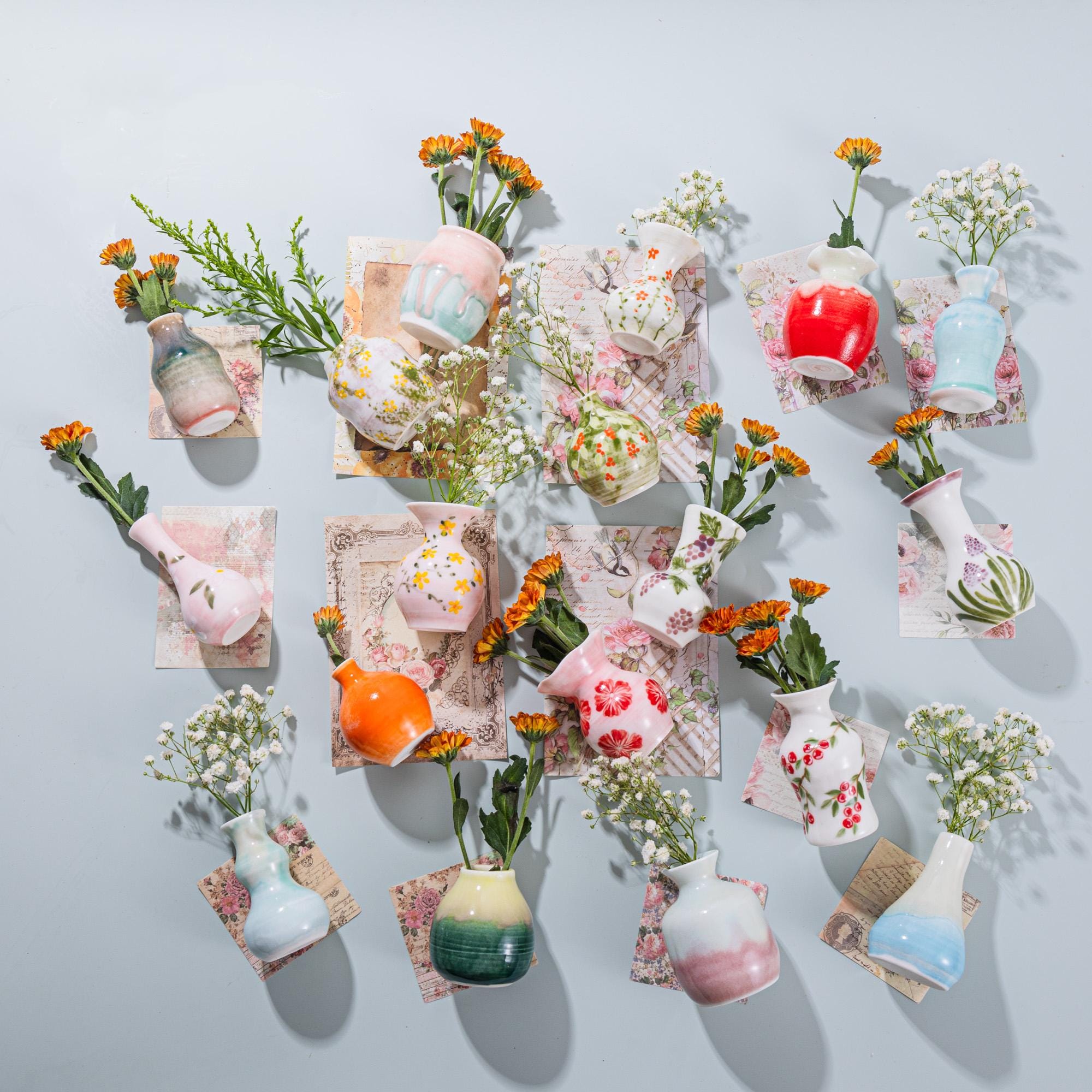 Mini Ceramic Vase‑Style Fridge Magnet in Assorted Artistic Designs