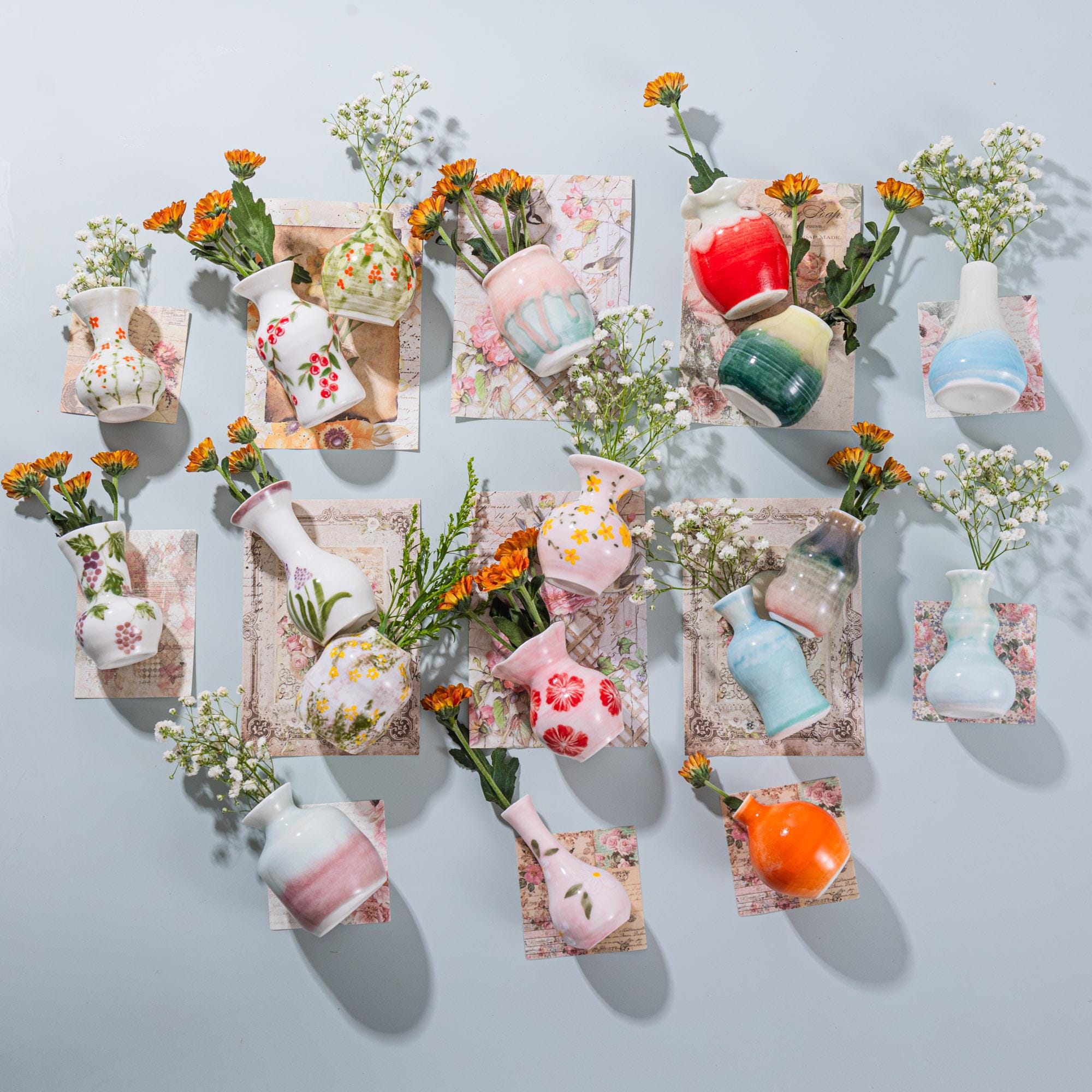 Mini Ceramic Vase‑Style Fridge Magnet in Assorted Artistic Designs