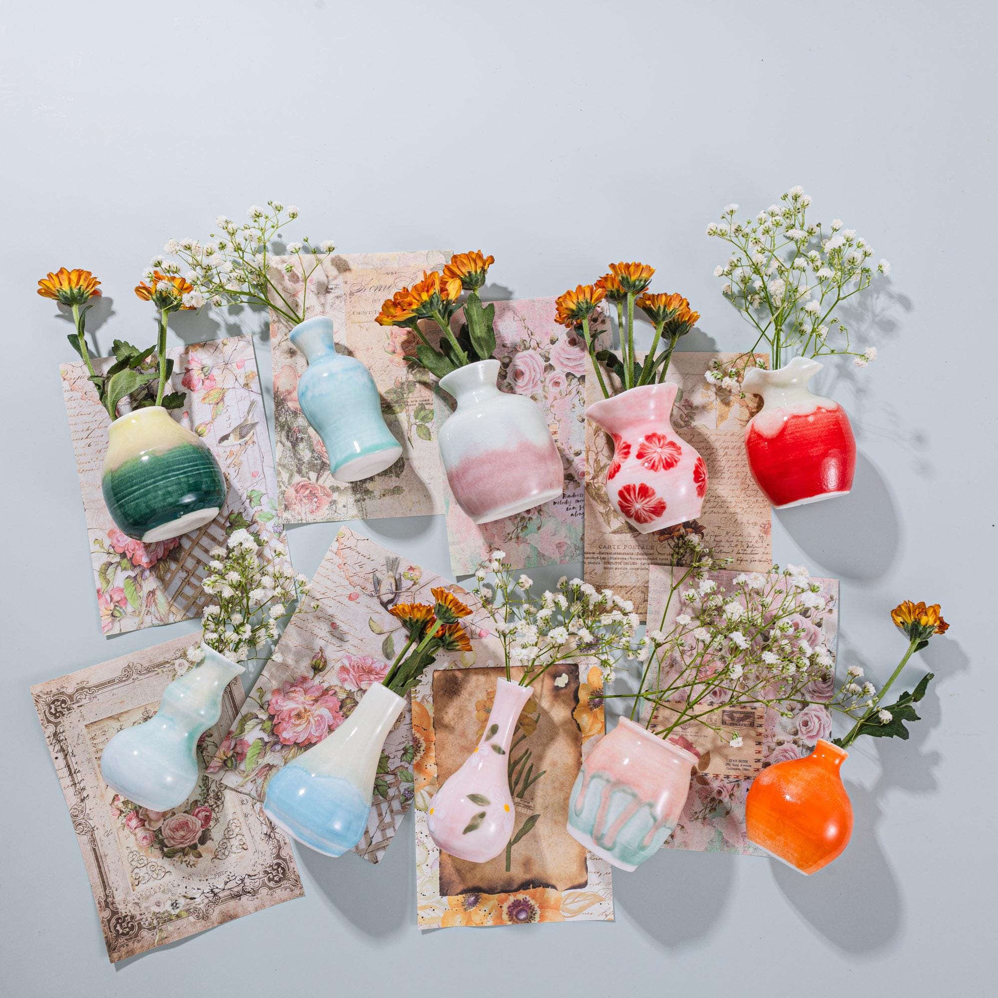Mini Ceramic Vase‑Style Fridge Magnet in Assorted Artistic Designs
