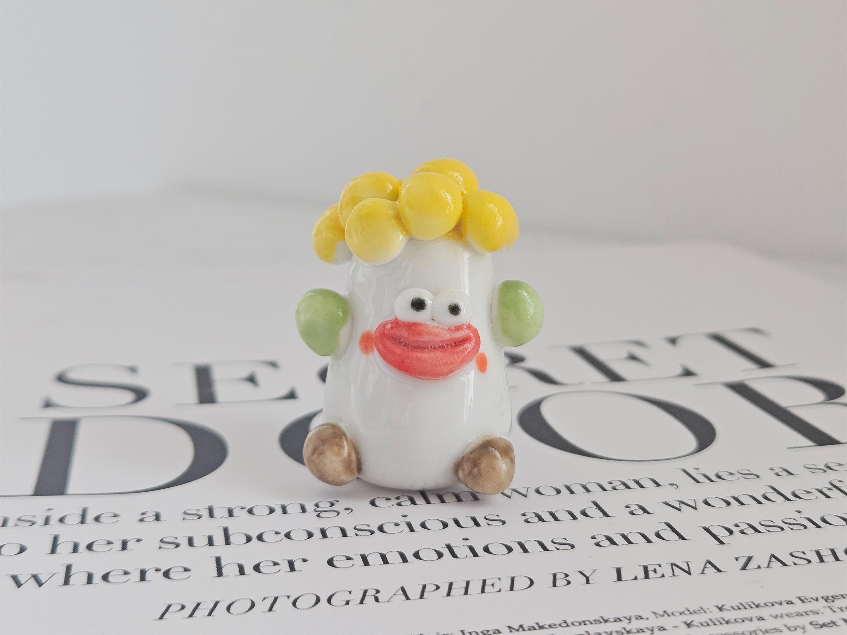 Ceramic Character Figurines Bright Decorative Pieces for Home Shelf Display