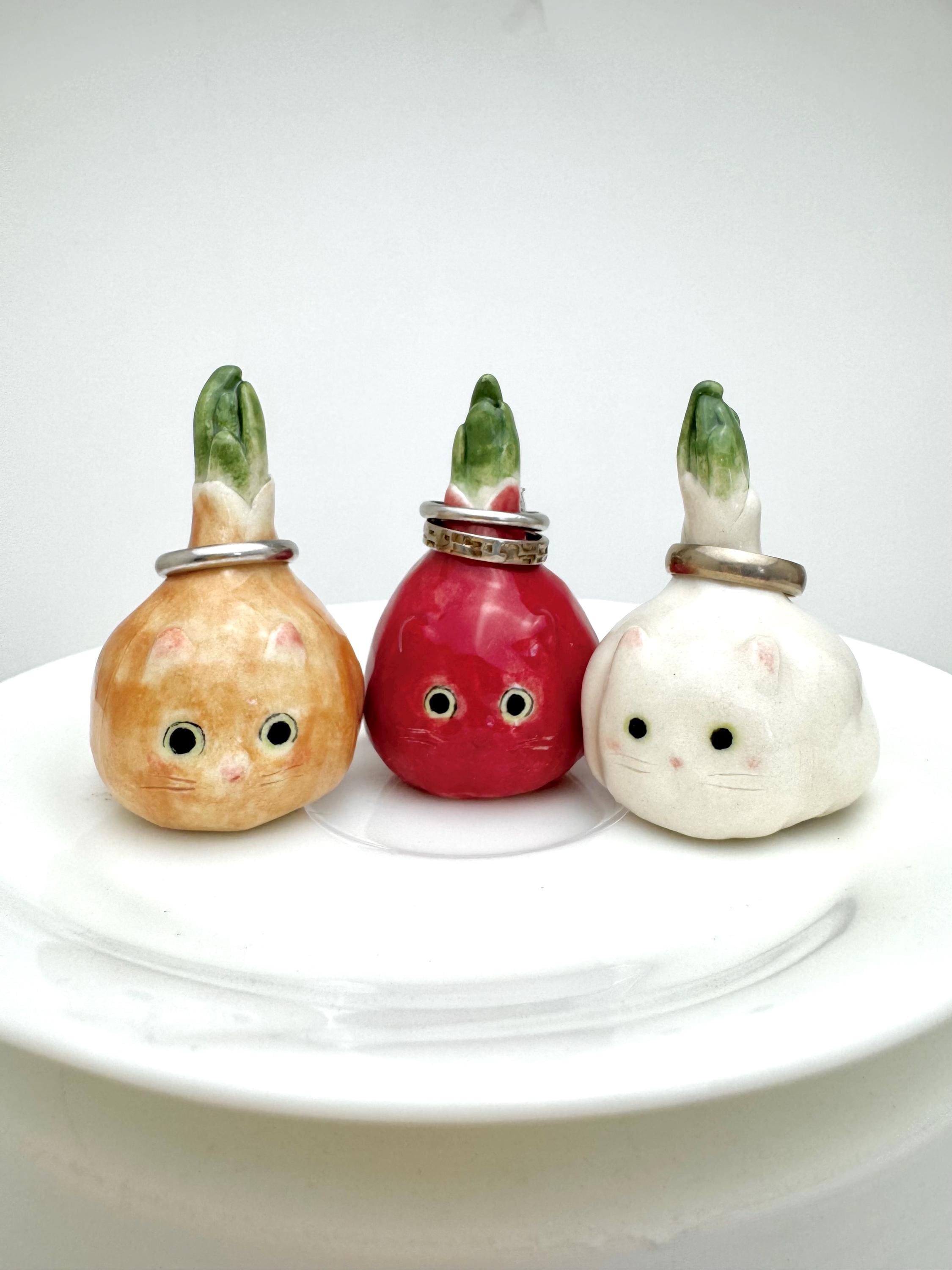 Ceramic Cat Jewelry Holder Vegetable‑Inspired Decorative Dish for Home Vanity Display