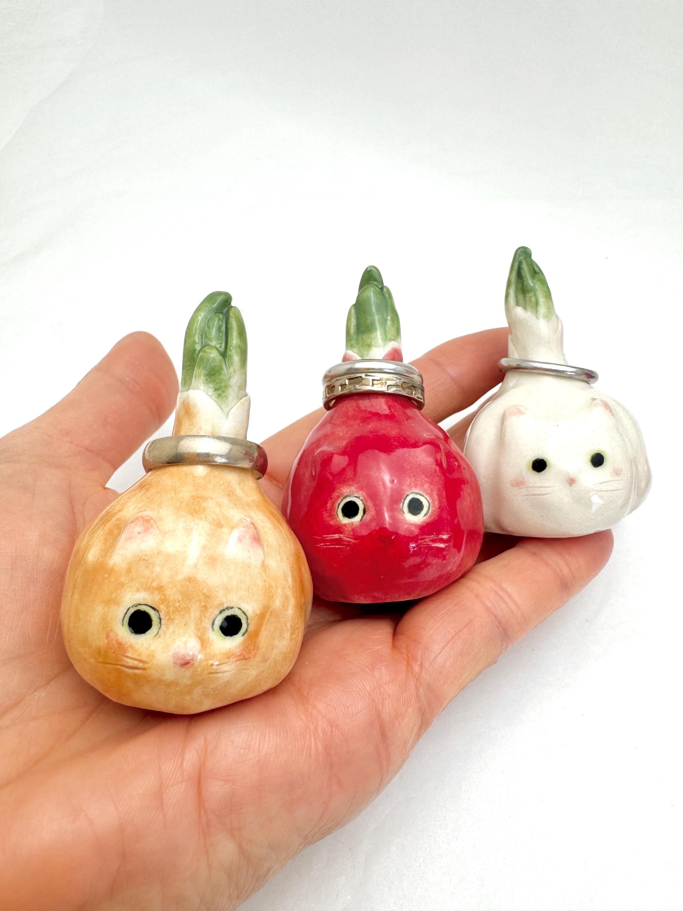Ceramic Cat Jewelry Holder Vegetable‑Inspired Decorative Dish for Home Vanity Display