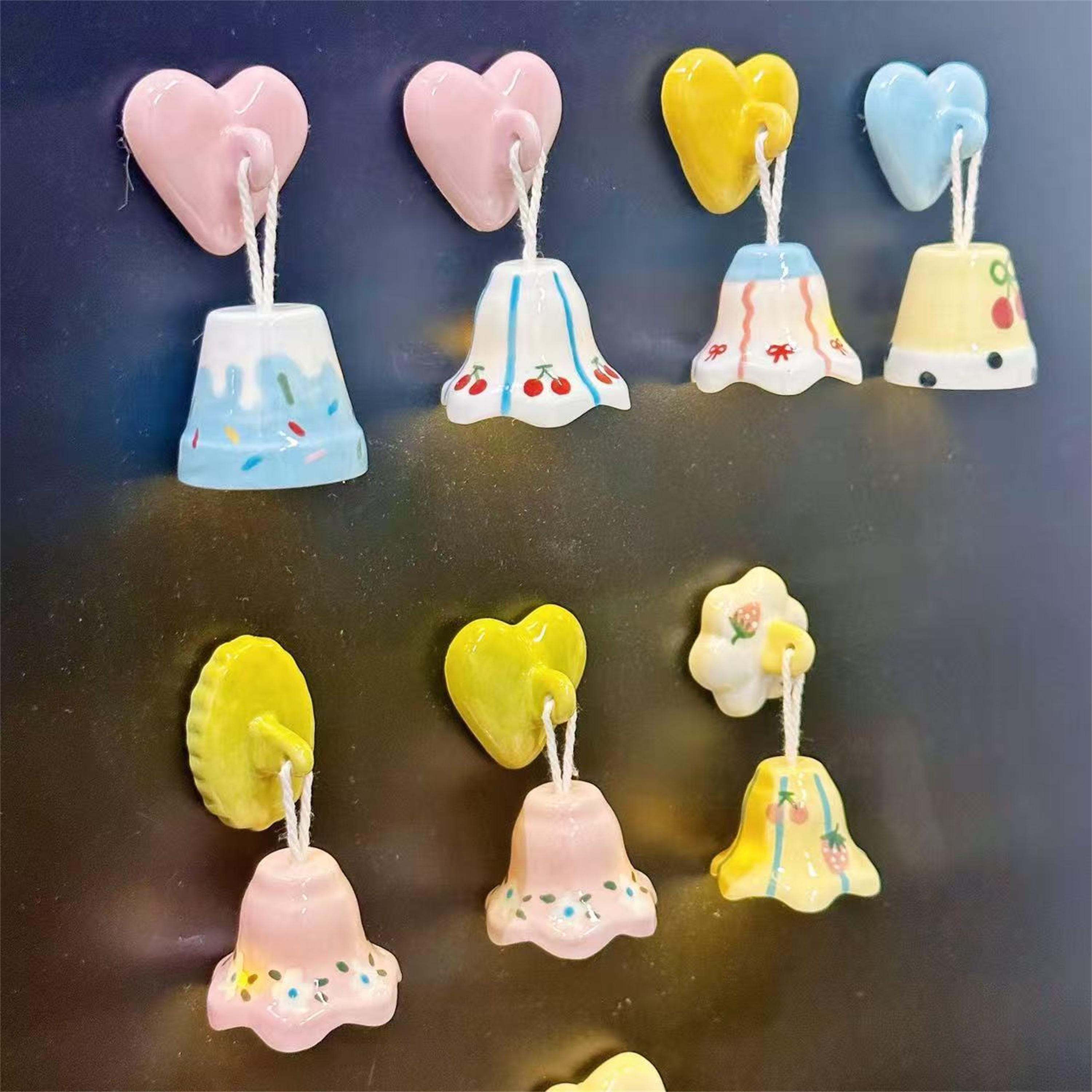 Ceramic Decorative Fridge Magnets Heart and Cloud Designs for Home Kitchen Display