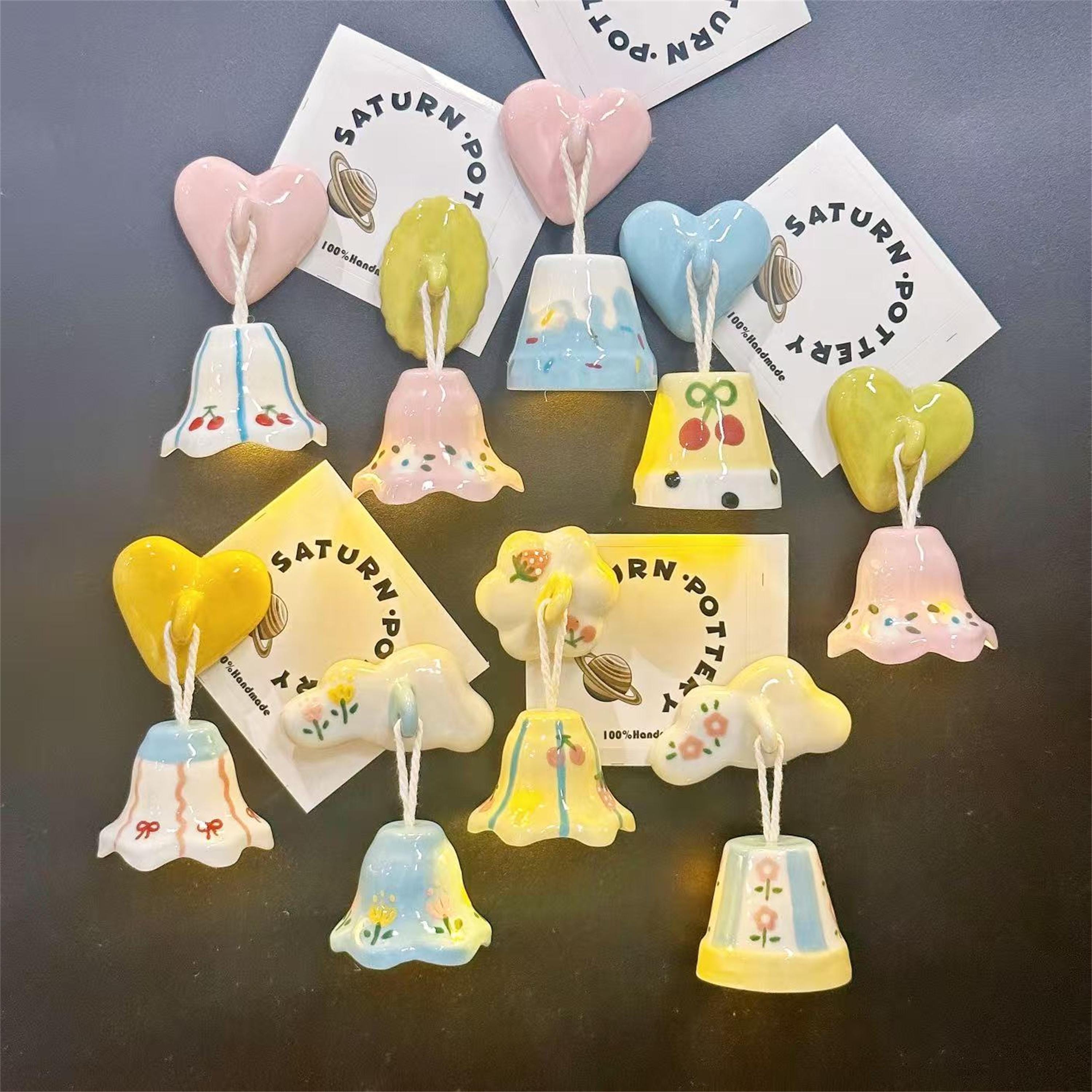Ceramic Decorative Fridge Magnets Heart and Cloud Designs for Home Kitchen Display