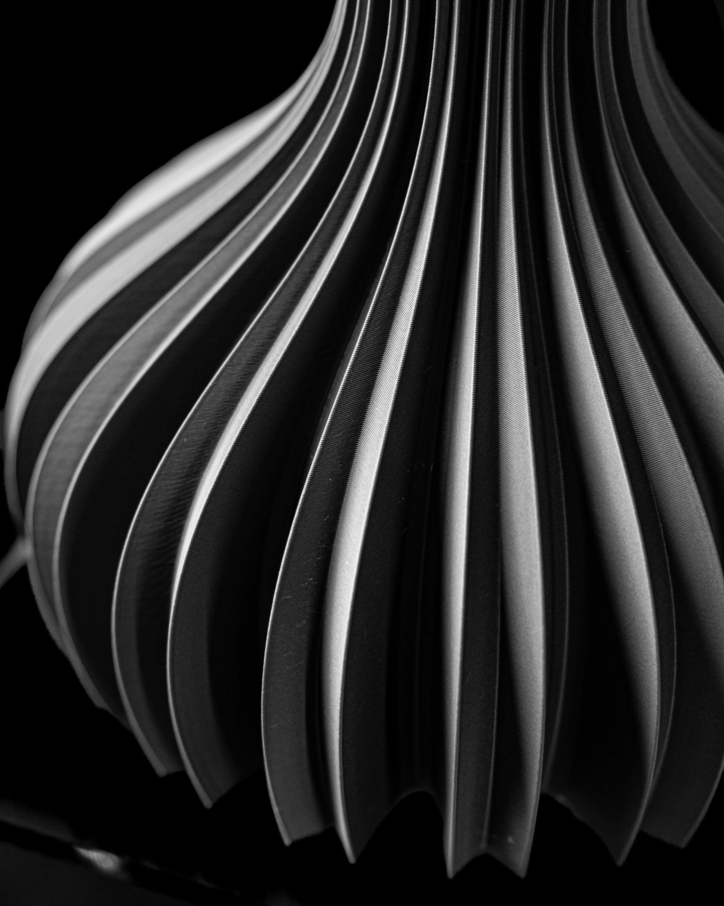 Striped Sculptural Decorative Vase in Dark Tones for Home Styling