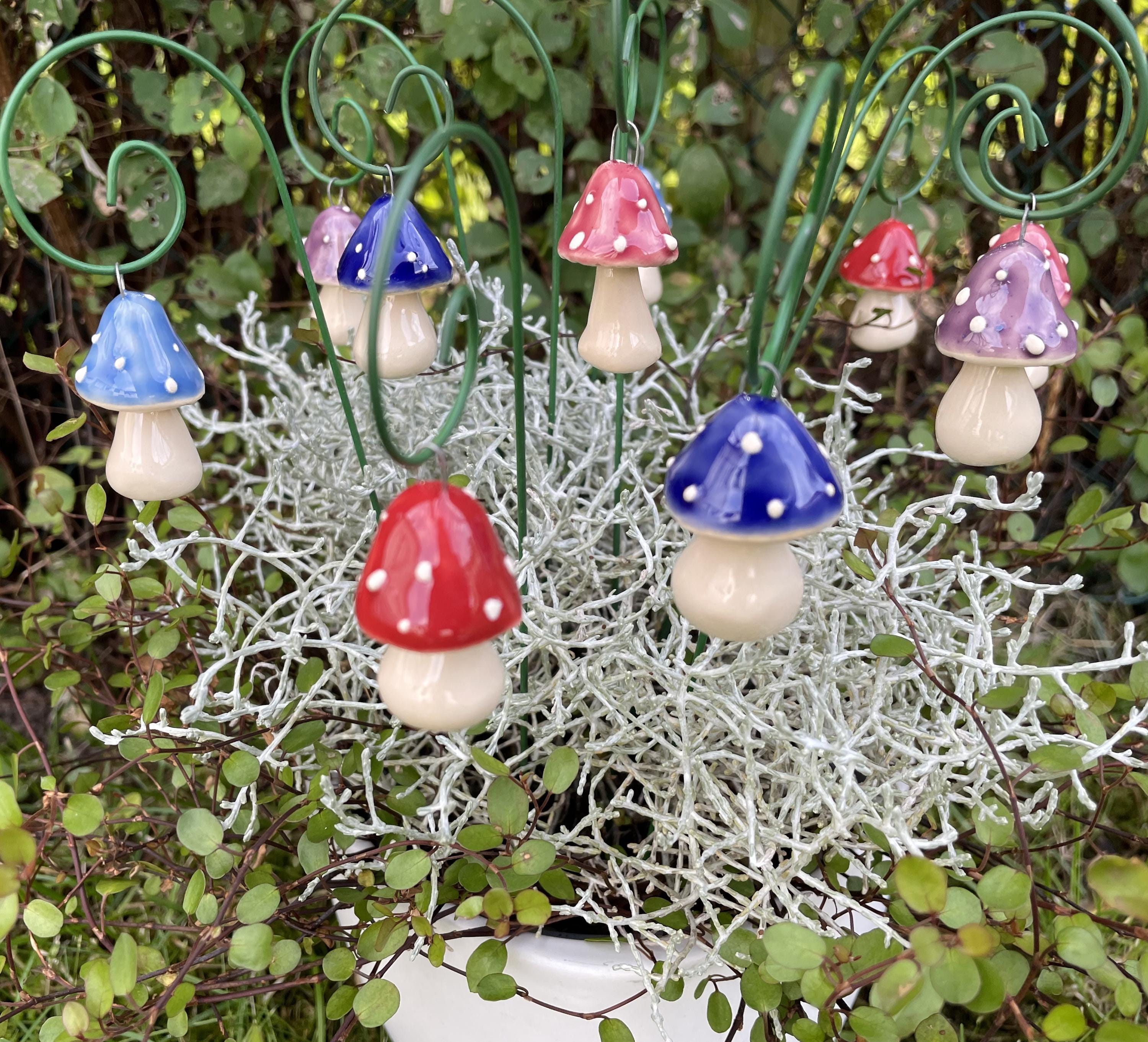 Hanging Ceramic Mushroom Decorative Support Stand Garden Decoration Accessory