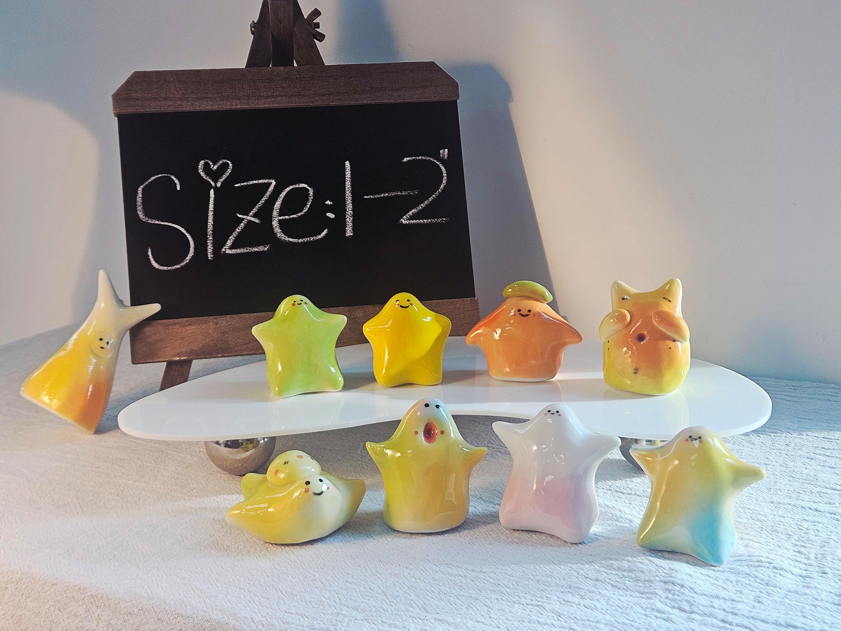 Pastel Ceramic Figurines Small Character Ornaments for Home Desk and Shelf Décor