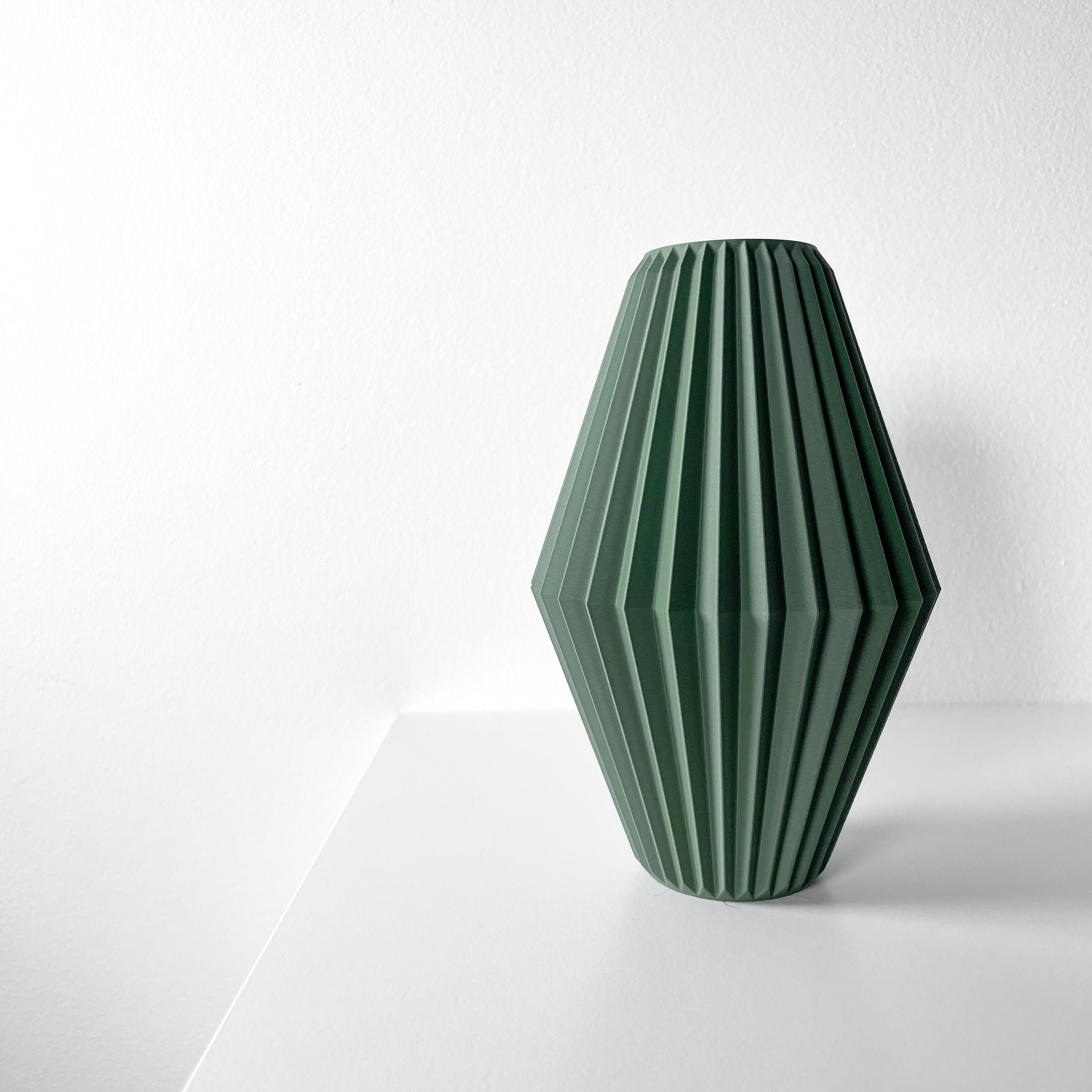 Dark Green Faceted Decorative Vase for Contemporary Home Interiors
