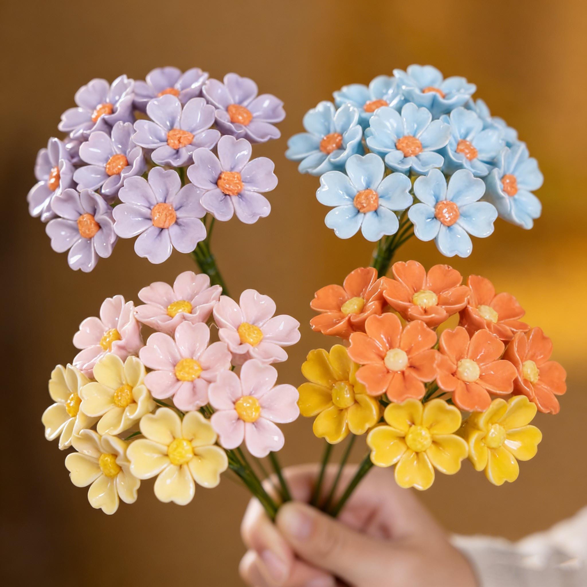 Ceramic Daisy Bouquet, Home Tabletop Accent
