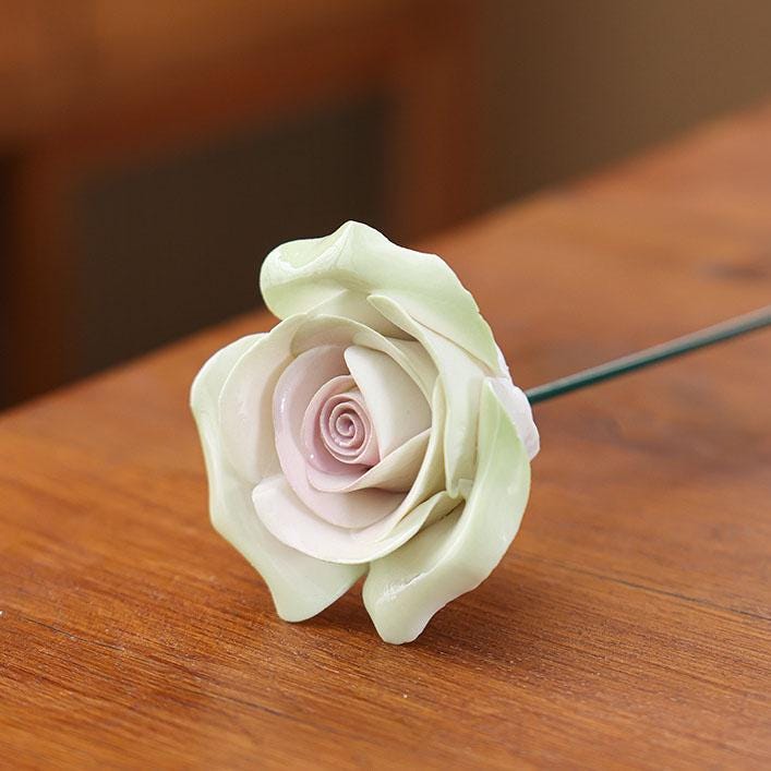 Multicolor Ceramic Rose Bouquet | Mini Handcrafted Pastel Rose Stems | DIY Home Decor, Vase Filler, Tabletop Floral Accent, Gift for Her