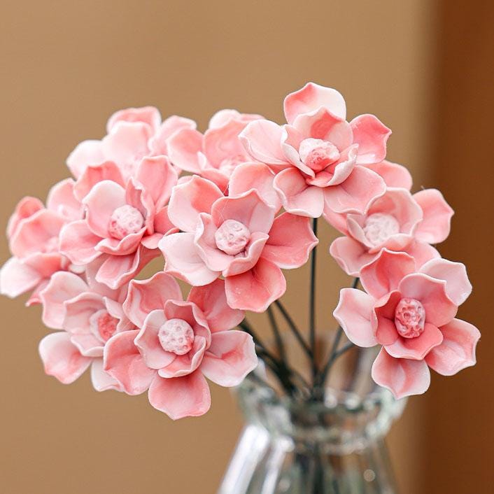 Ceramic Magnolia Bouquet, Tabletop Home Decor