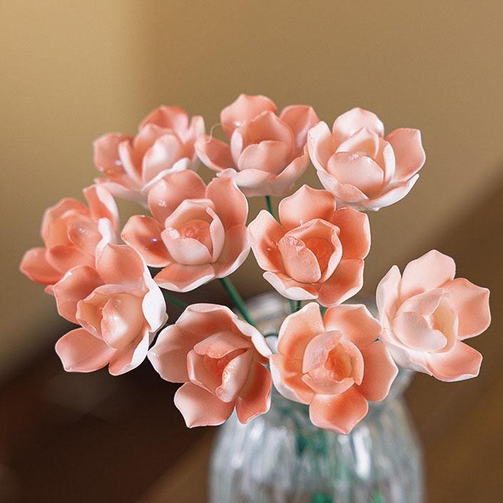 Ceramic Bouquet, Gradient Flowers, Home Tabletop Decor