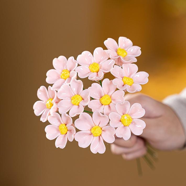 Ceramic Daisy Bouquet, Home Tabletop Accent